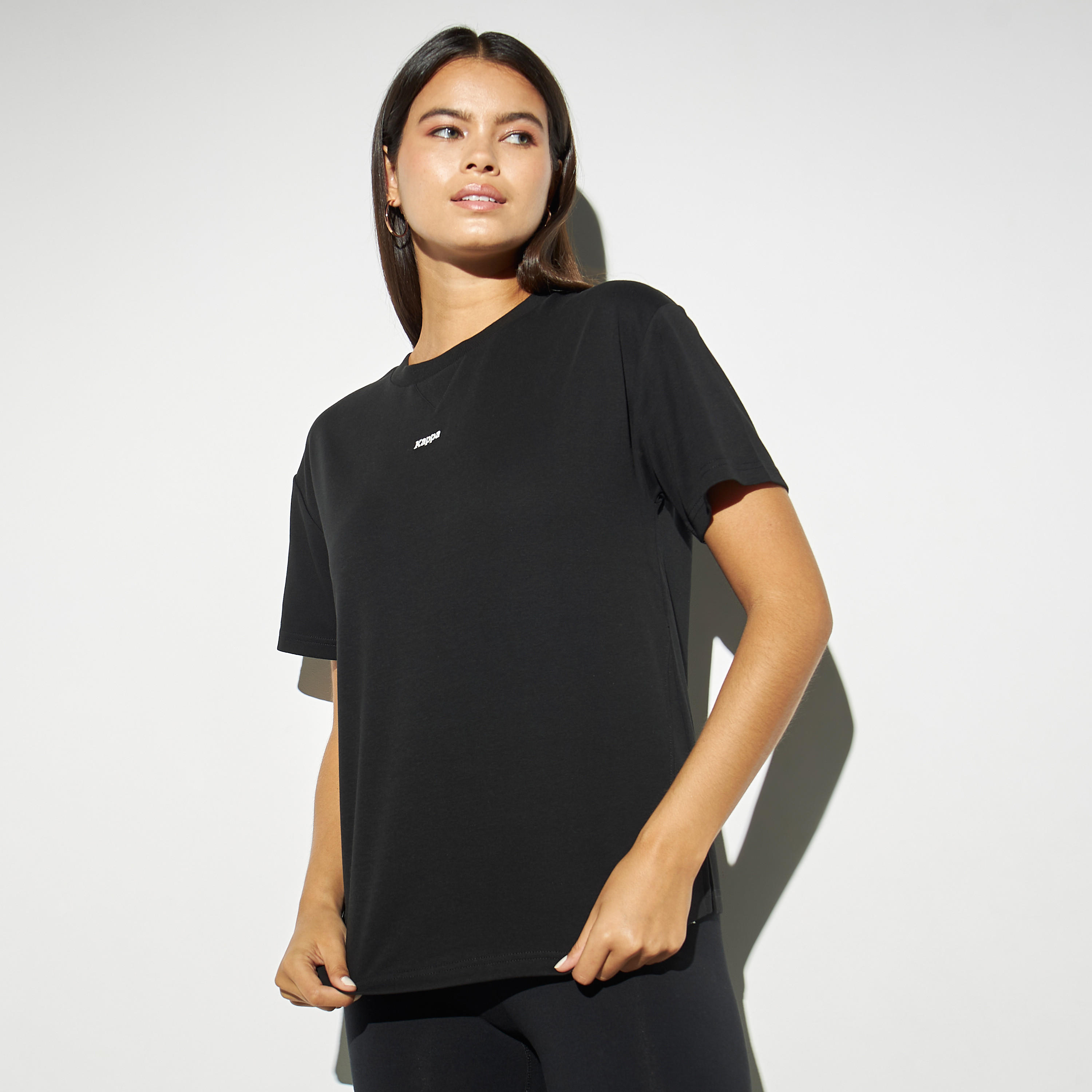 تيشيرت سادة بياقة مستديرة وأكمام قصيرة من كابا-women-clothing-sportswearandactivewear-tshirtsandvests-image-1