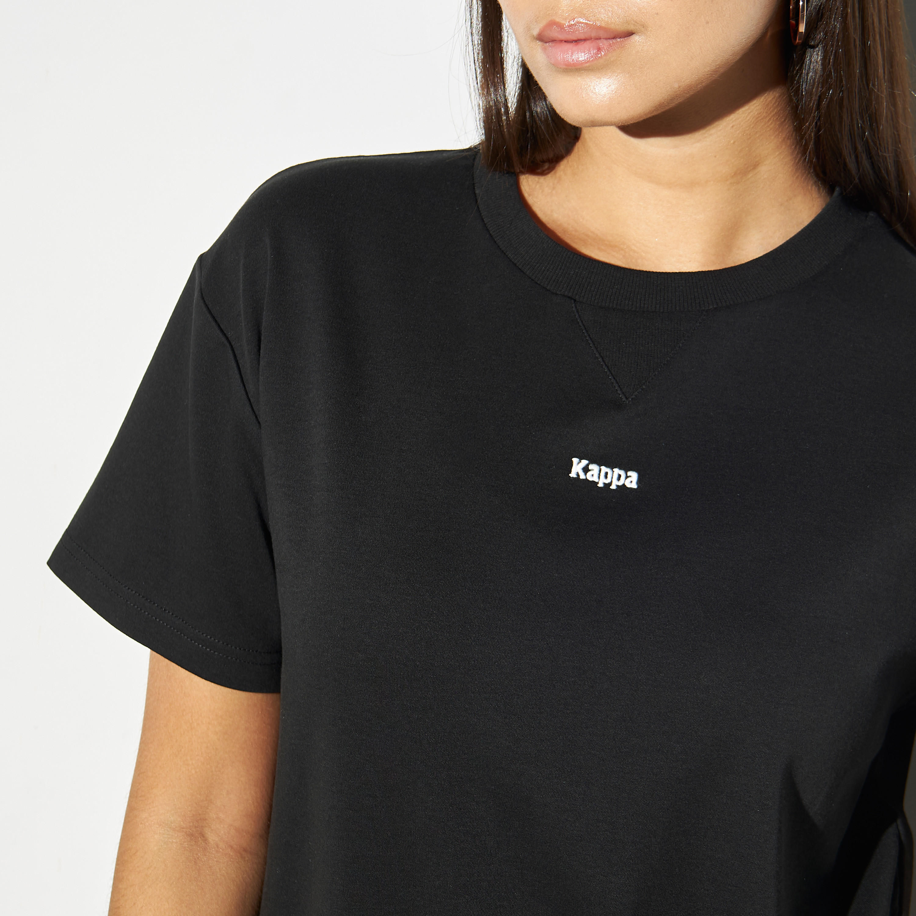 تيشيرت سادة بياقة مستديرة وأكمام قصيرة من كابا-women-clothing-sportswearandactivewear-tshirtsandvests-image-4