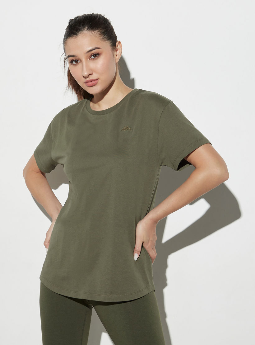 تيشيرت بياقة ضيقة وأكمام كاب من كابا-women-clothing-sportswearandactivewear-tshirtsandvests-image-1