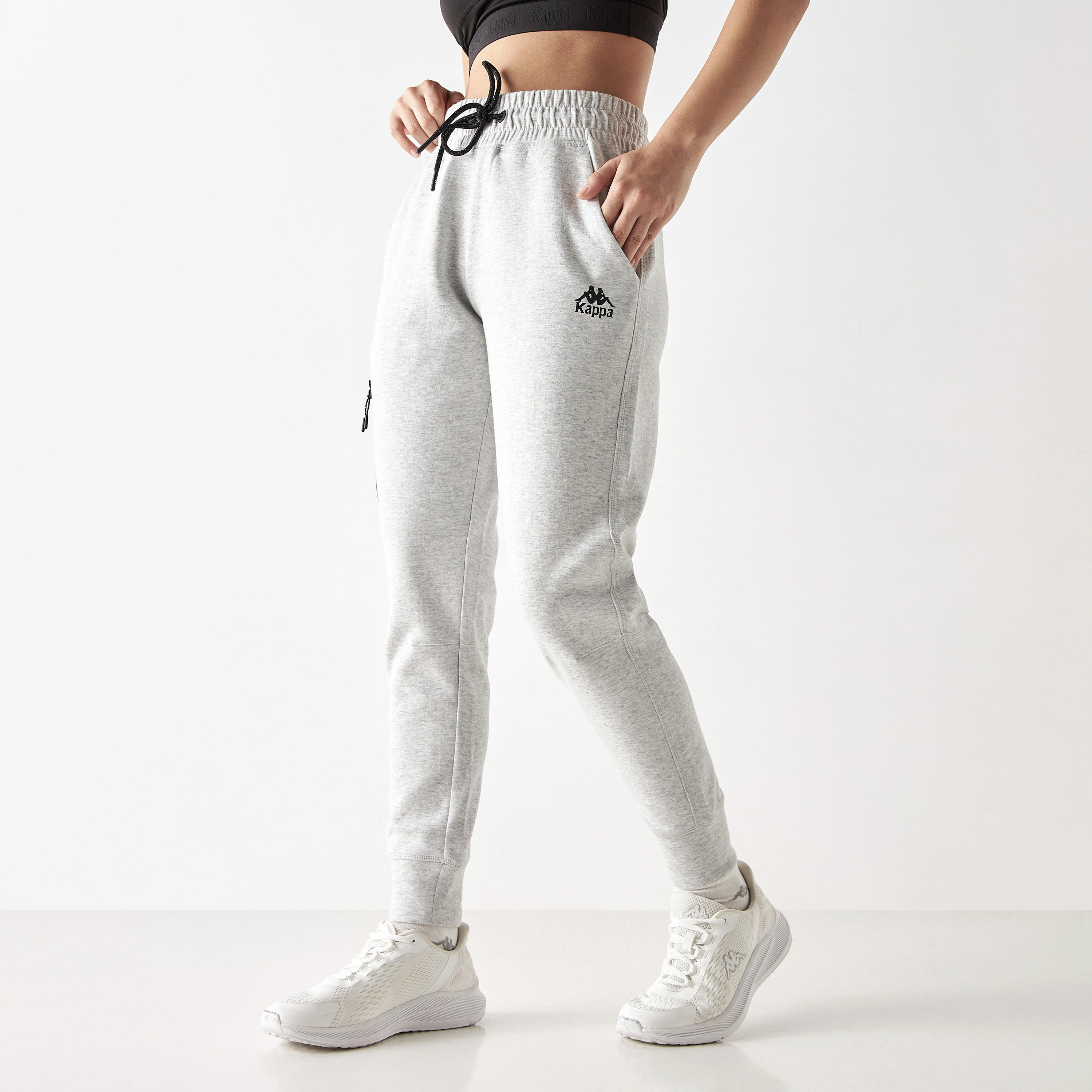 بنطلون رياضي سادة برباط إغلاق وجيوب من كابا-women-clothing-bottoms-joggers-image-4