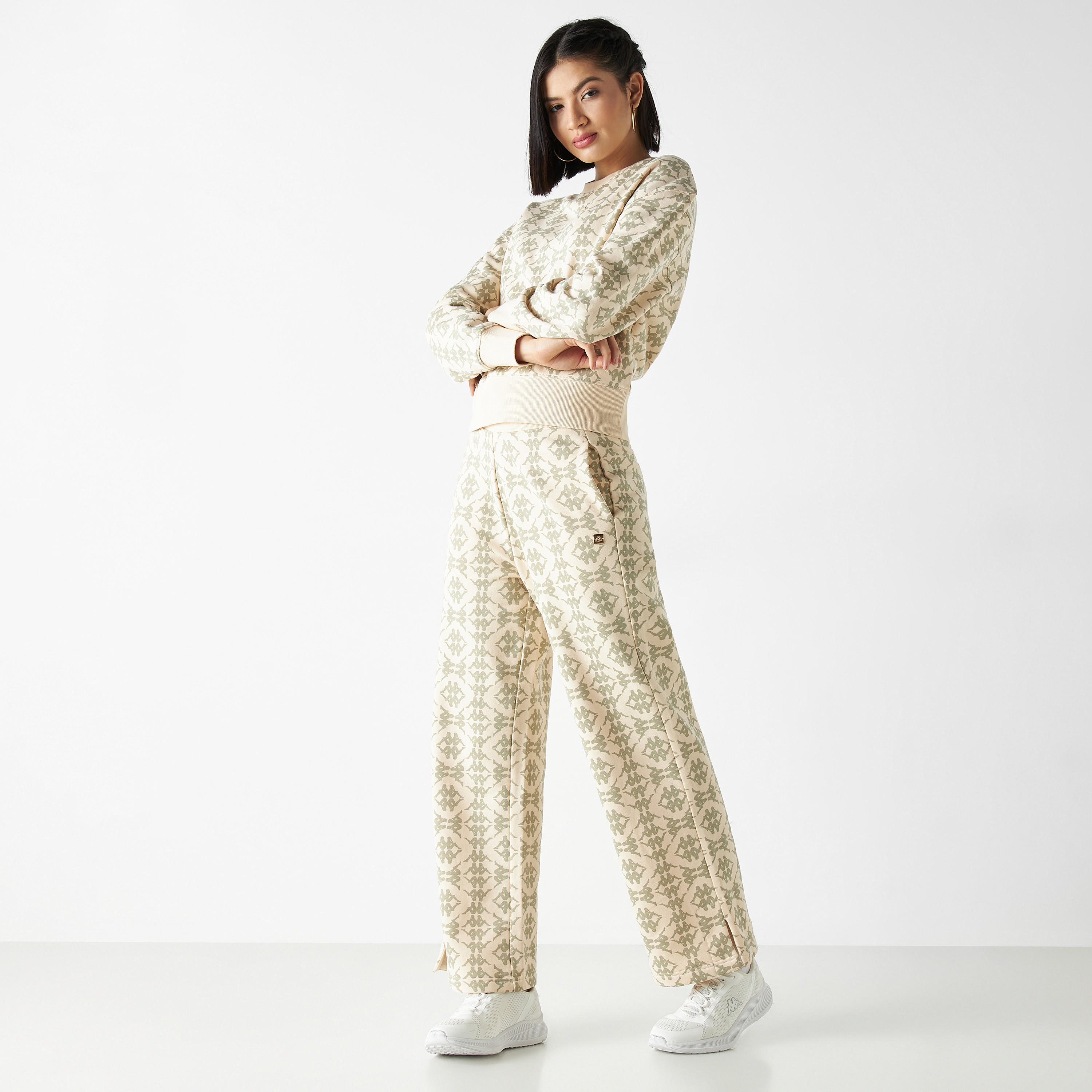 Kappa All-Over Print Wide Leg Pants with Drawstring Closure-women-clothing-bottoms-joggers-image-2