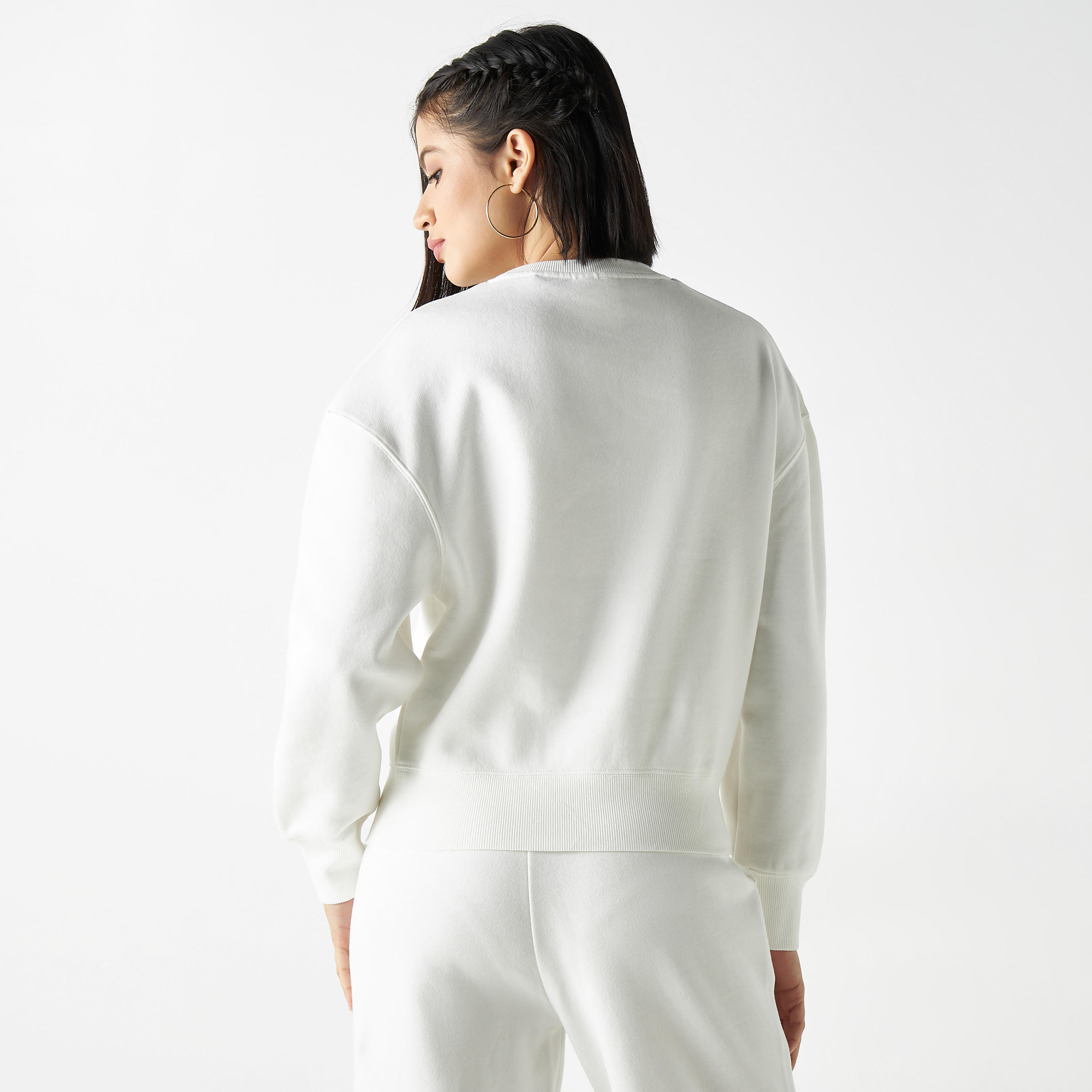 Kappa Solid Sweatshirt with Crew Neck-women-clothing-sportswearandactivewear-hoodiesandsweatshirts-image-3