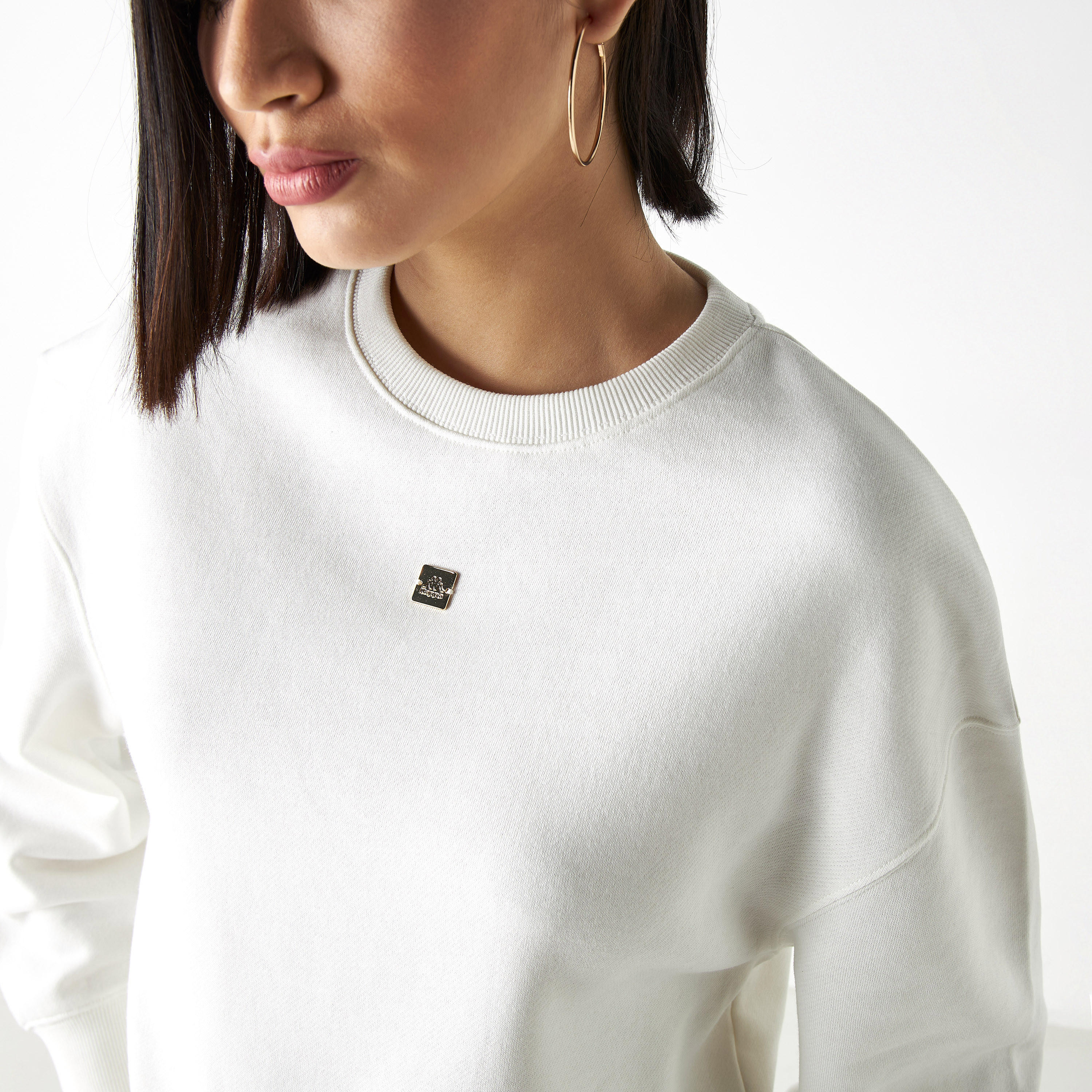 Kappa Solid Sweatshirt with Crew Neck-women-clothing-sportswearandactivewear-hoodiesandsweatshirts-image-4