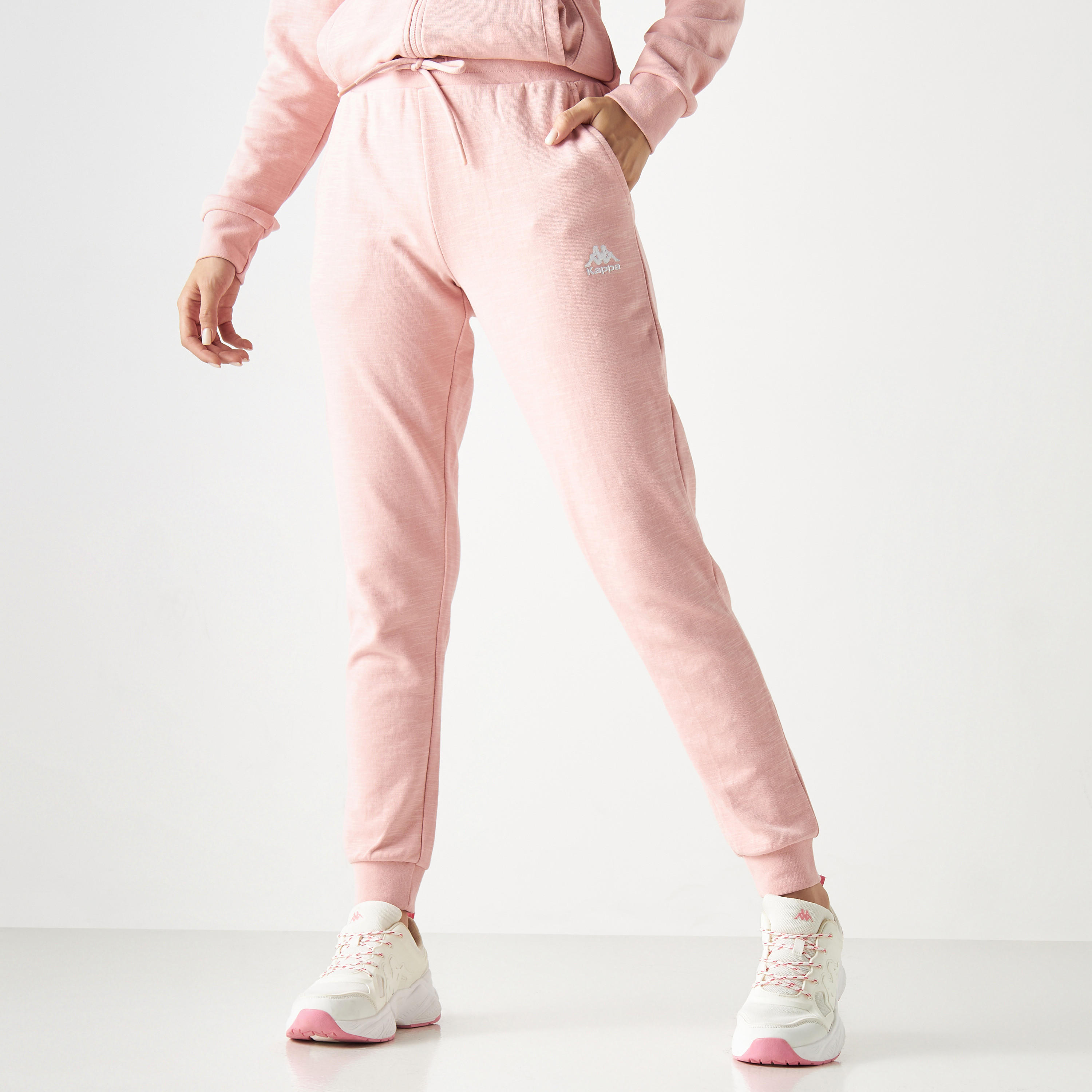 Kappa Logo Embroidered Joggers with Drawstring Closure and Pockets-women-clothing-bottoms-joggers-image-1