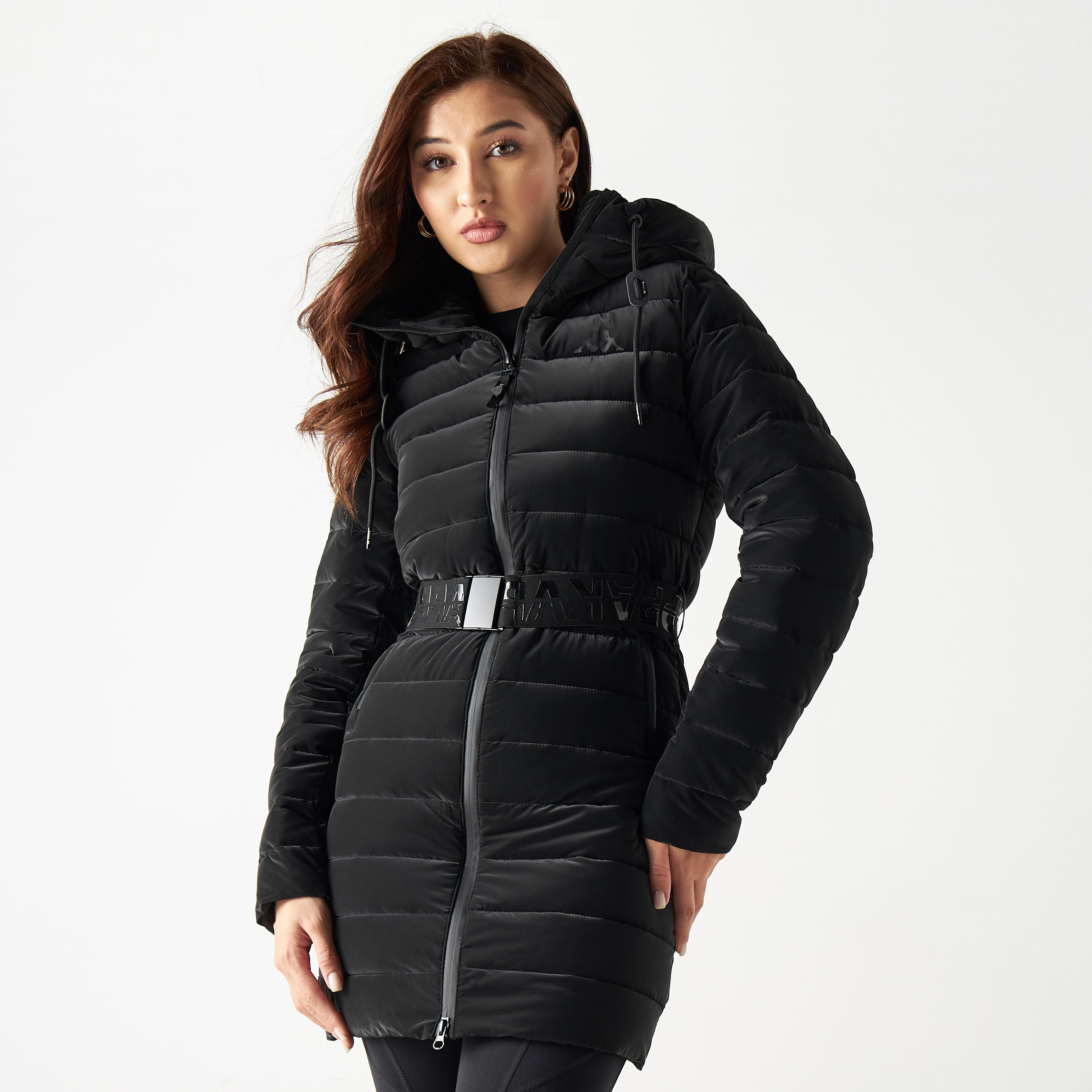 جاكيت طويل بسحّاب وقبّعة وحزام من كابا-women-clothing-sportswearandactivewear-coatsandjackets-jackets-image-1