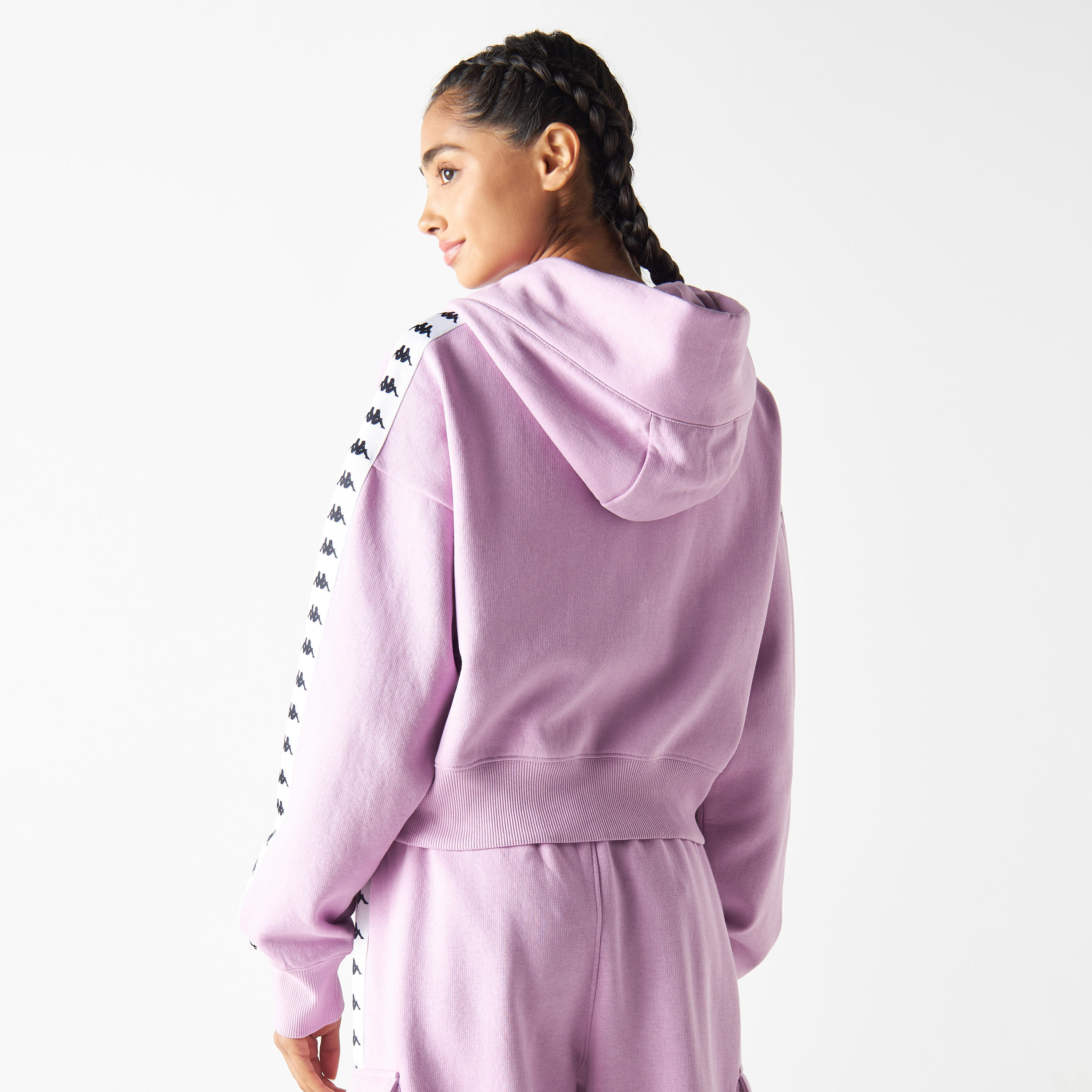 هودي بشريطة وأكمام بأكتاف منسدلة وسحاب من كابا-women-clothing-sportswearandactivewear-hoodiesandsweatshirts-image-4