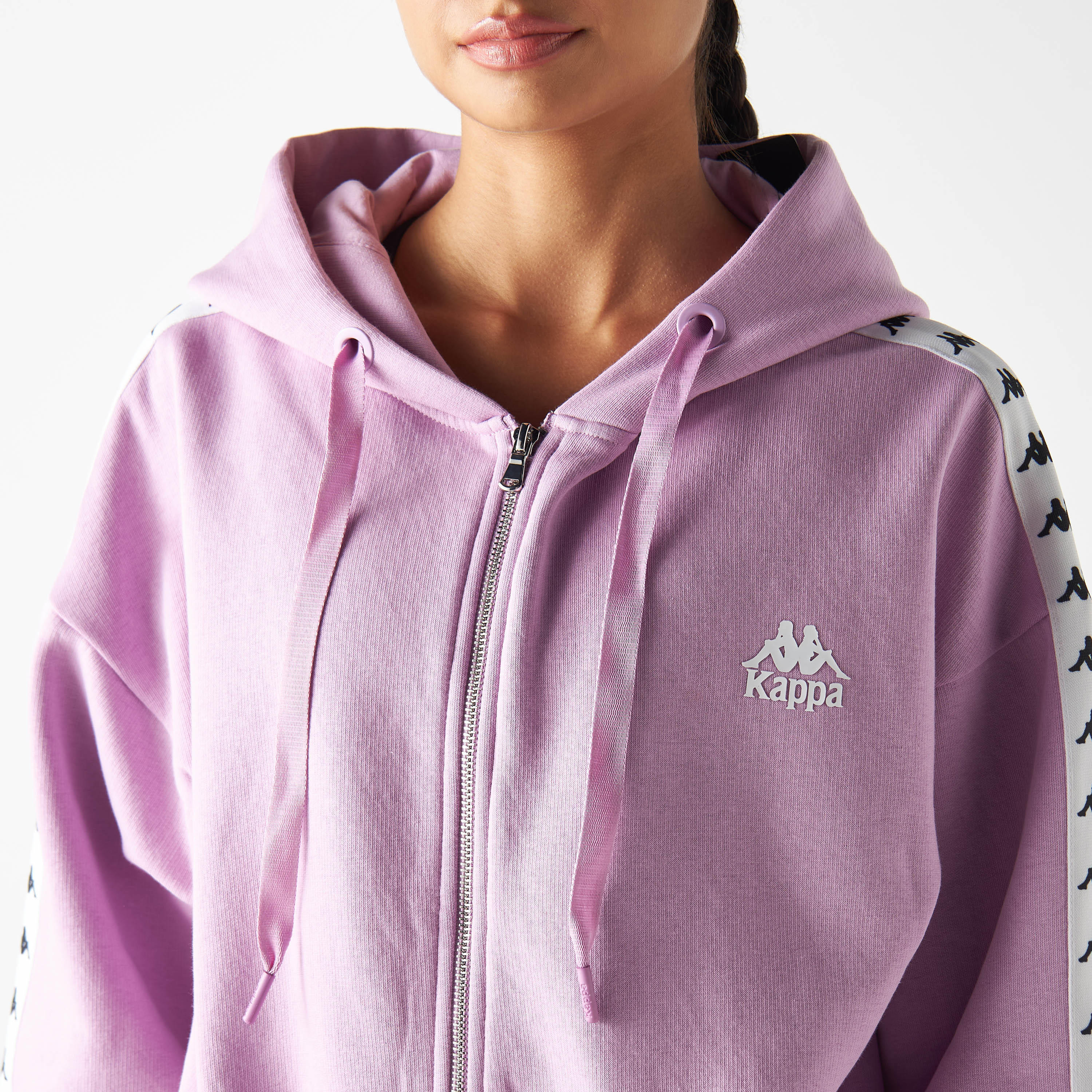 هودي بشريطة وأكمام بأكتاف منسدلة وسحاب من كابا-women-clothing-sportswearandactivewear-hoodiesandsweatshirts-image-5