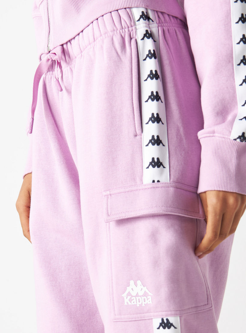 Kappa Logo Detail Tape Joggers with Elasticated Waistband and Flap Pockets-women-clothing-bottoms-joggers-image-5
