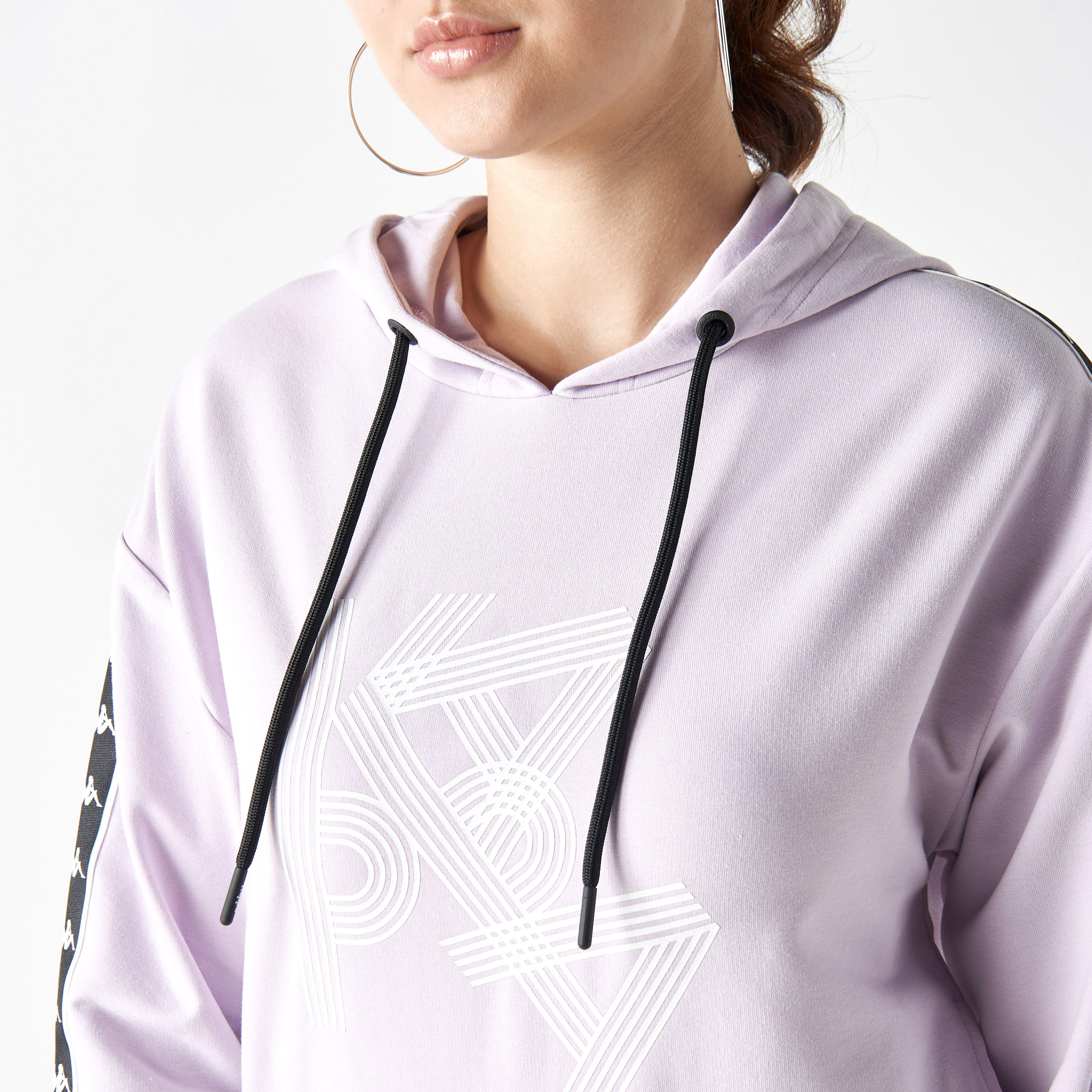 هودي بتفاصيل شعار وأكمام طويلة من كابا-women-clothing-sportswearandactivewear-hoodiesandsweatshirts-image-4
