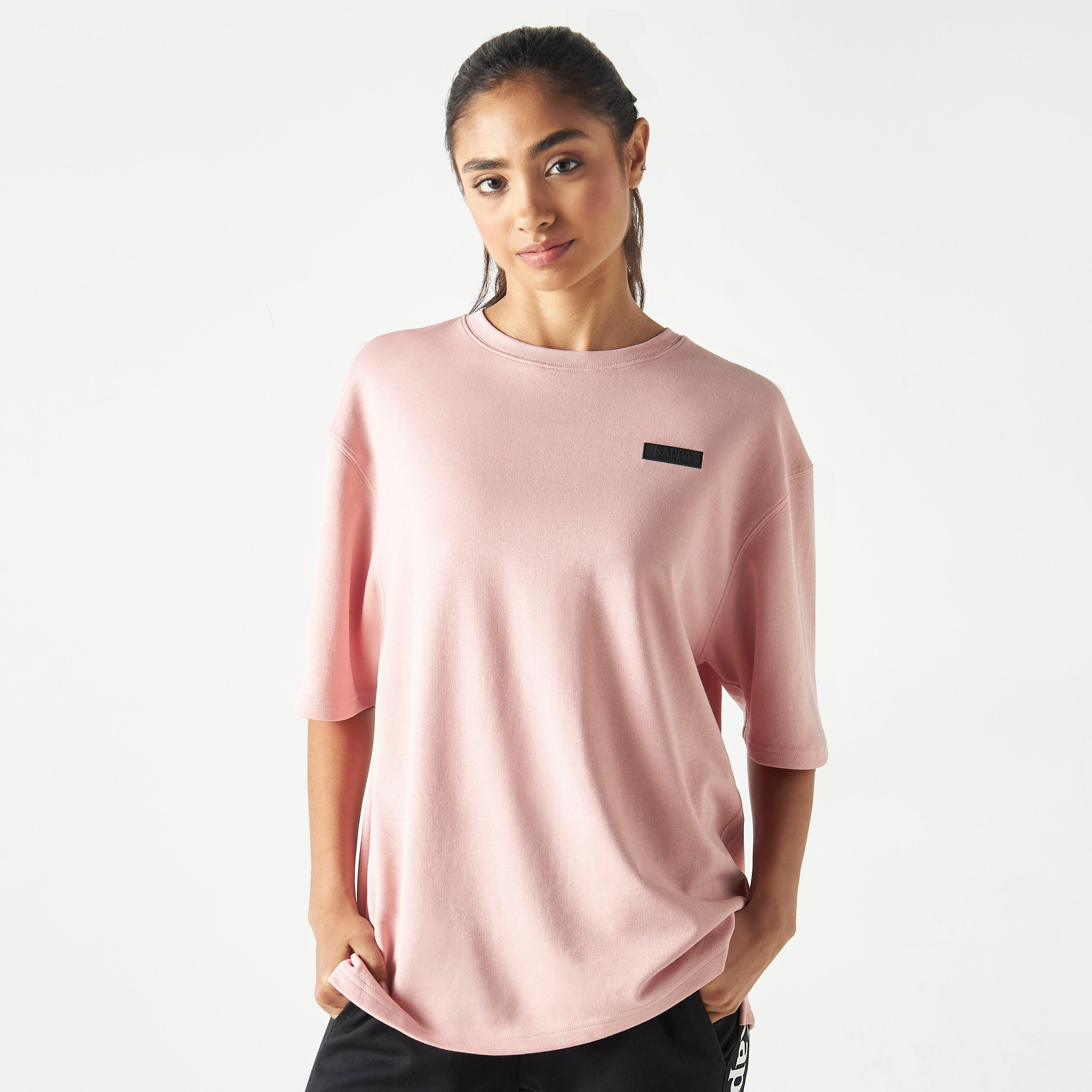 Kappa Tonal Text Detail T-shirt with Short Sleeves and Crew Neck-women-clothing-sportswearandactivewear-tshirtsandvests-image-1
