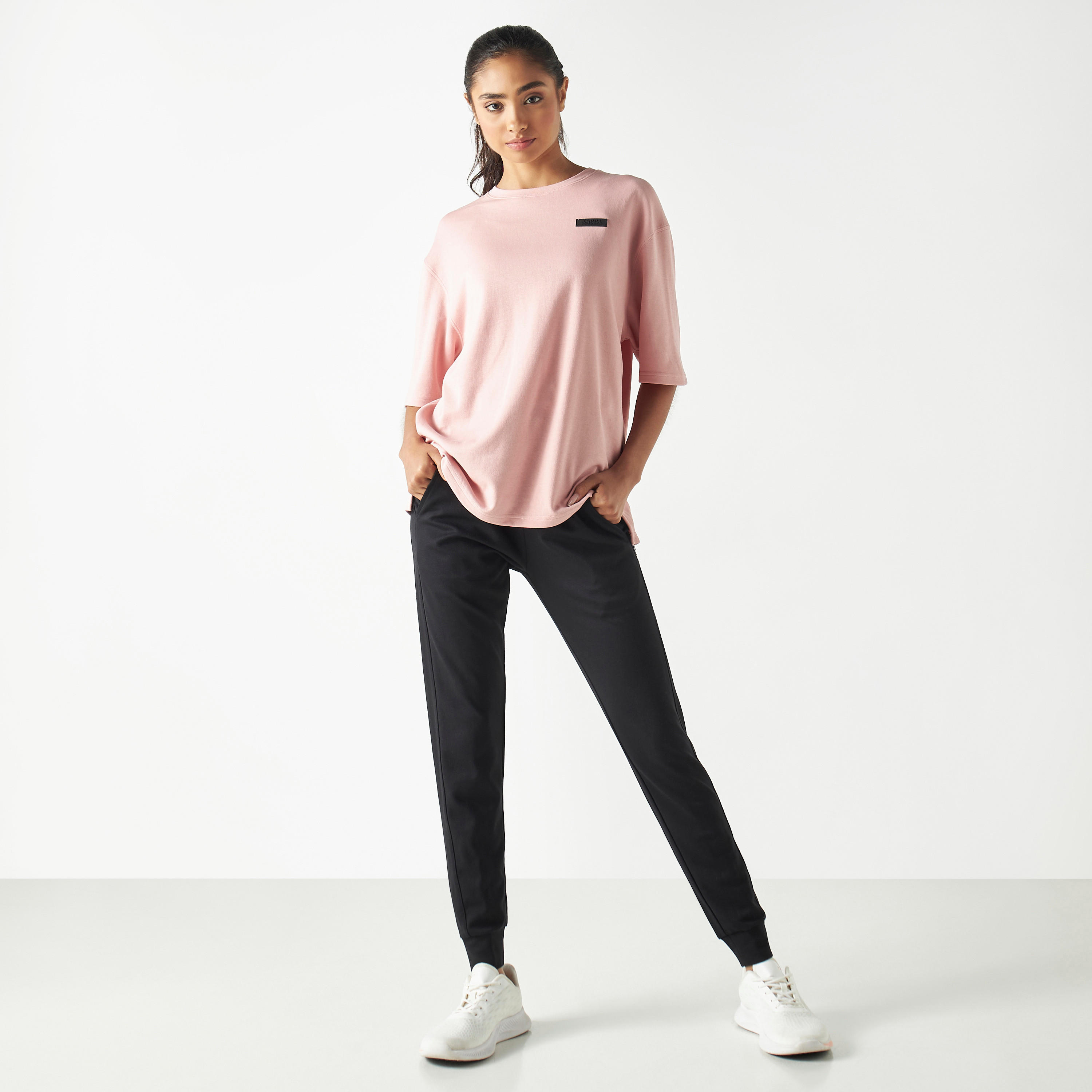 Kappa Tonal Text Detail T-shirt with Short Sleeves and Crew Neck-women-clothing-sportswearandactivewear-tshirtsandvests-image-3
