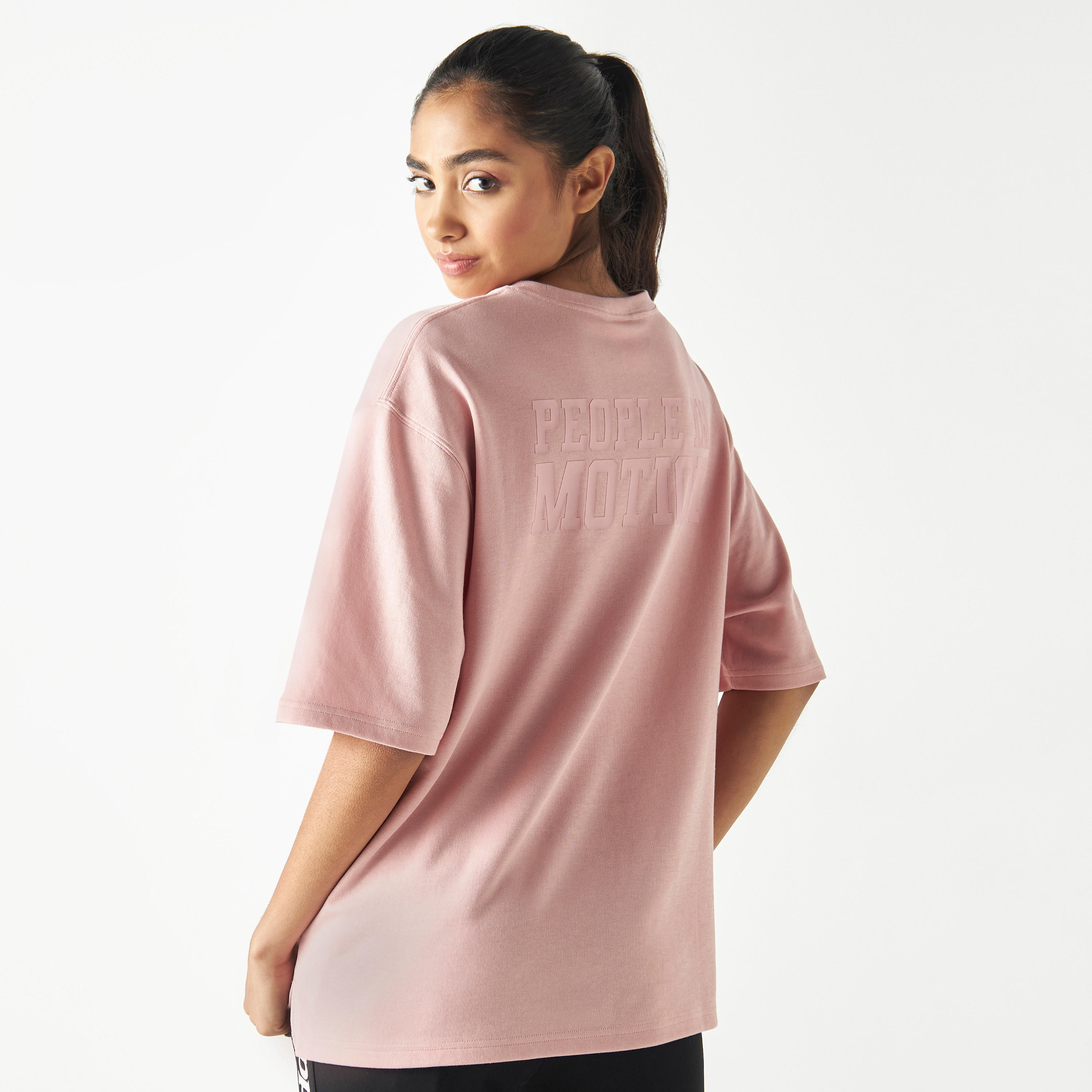 Kappa Tonal Text Detail T-shirt with Short Sleeves and Crew Neck-women-clothing-sportswearandactivewear-tshirtsandvests-image-4