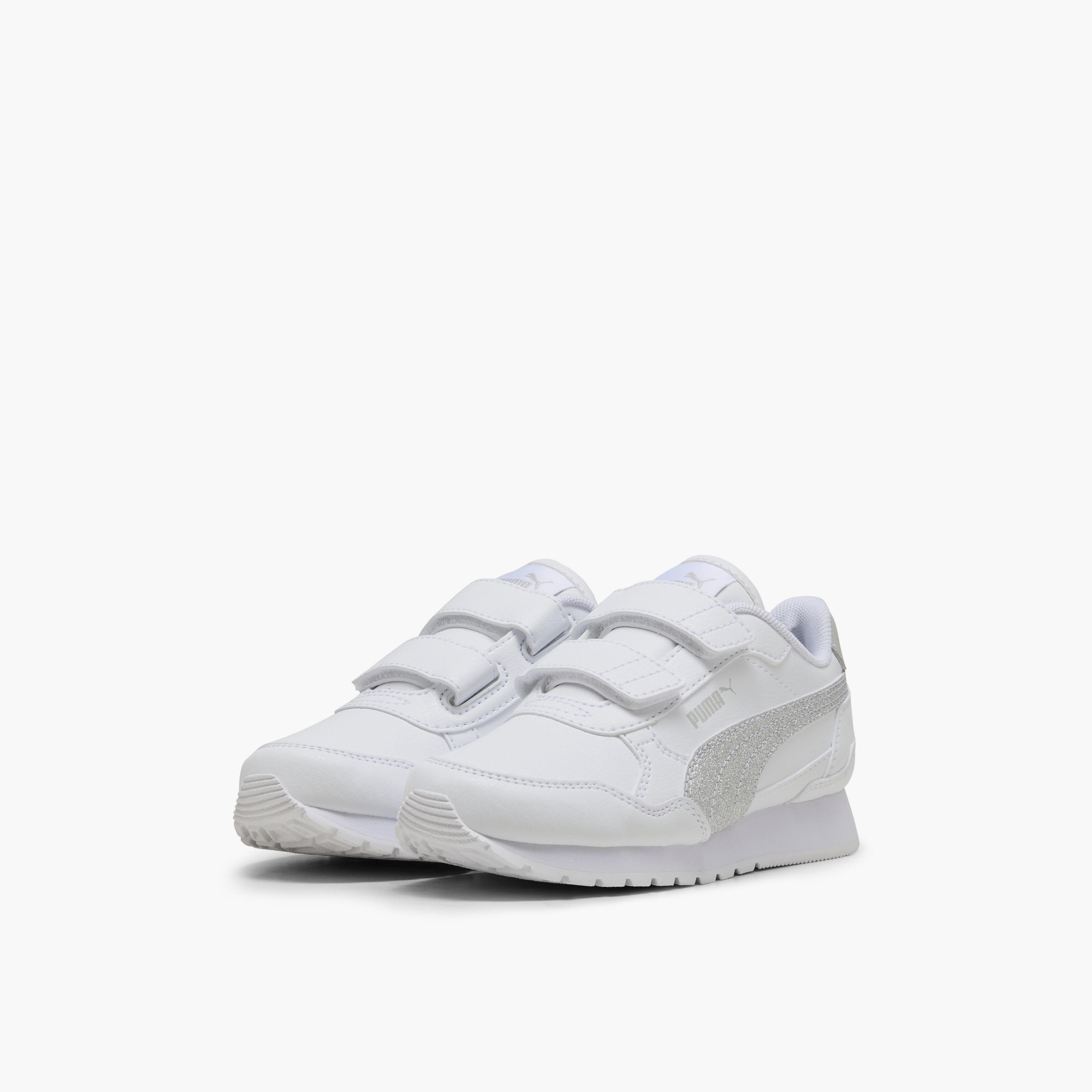 Puma Girls ST Runner v4 SL Glitter V Hook & Loop Ankle Sneakers-girls-shoes-sports-image-1