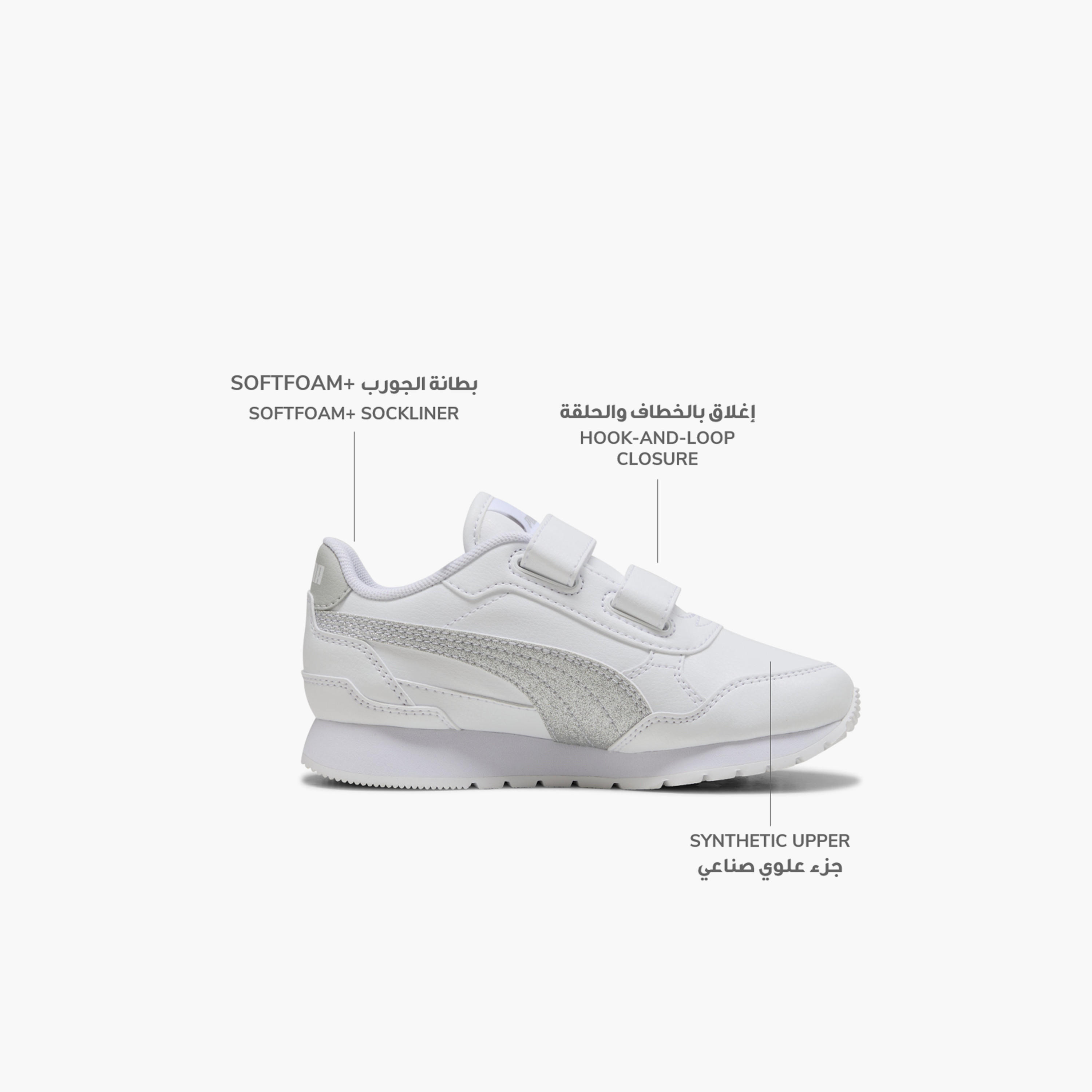 Puma Girls ST Runner v4 SL Glitter V Hook & Loop Ankle Sneakers-girls-shoes-sports-image-2