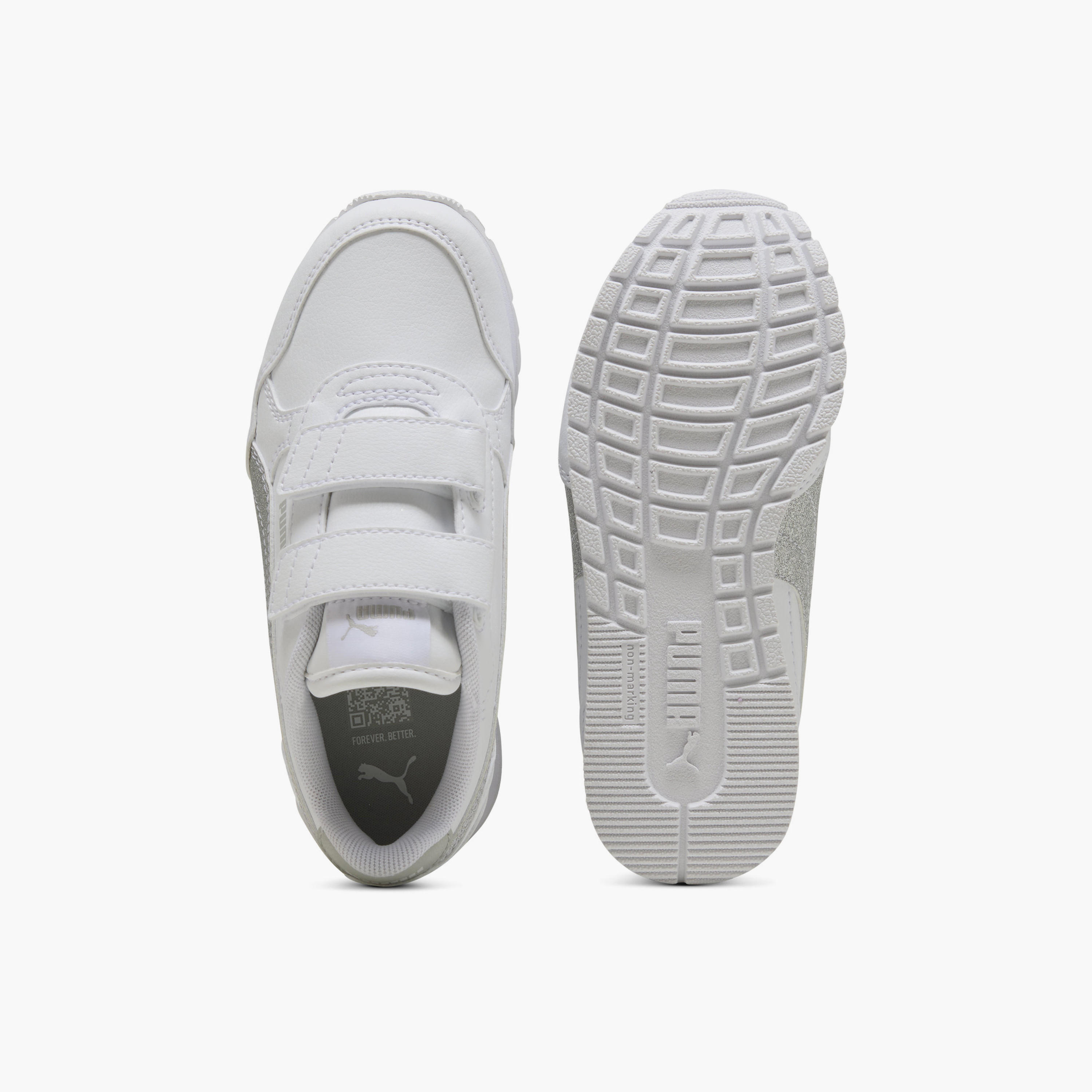 Puma Girls ST Runner v4 SL Glitter V Hook & Loop Ankle Sneakers-girls-shoes-sports-image-4