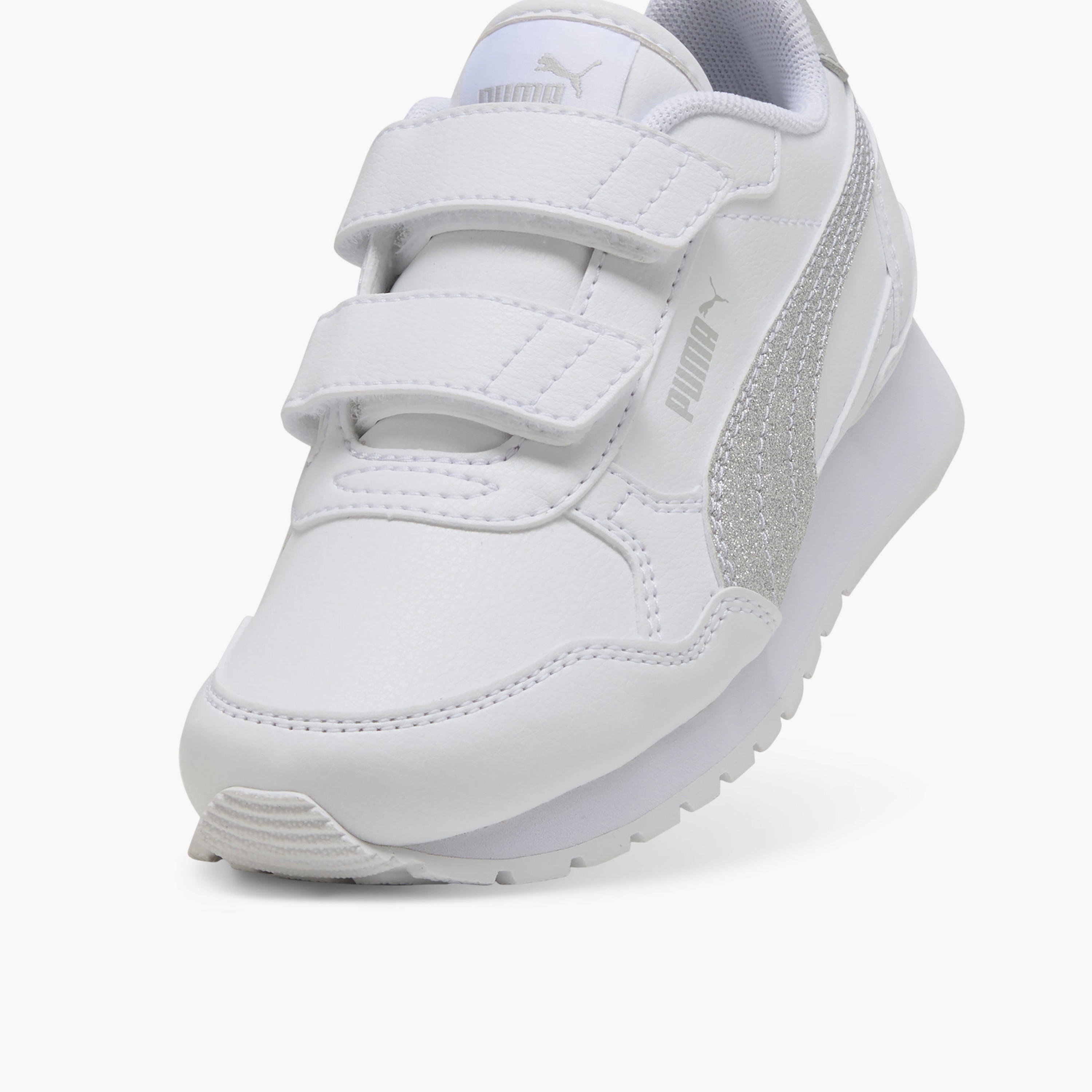 Puma Girls ST Runner v4 SL Glitter V Hook & Loop Ankle Sneakers-girls-shoes-sports-image-5