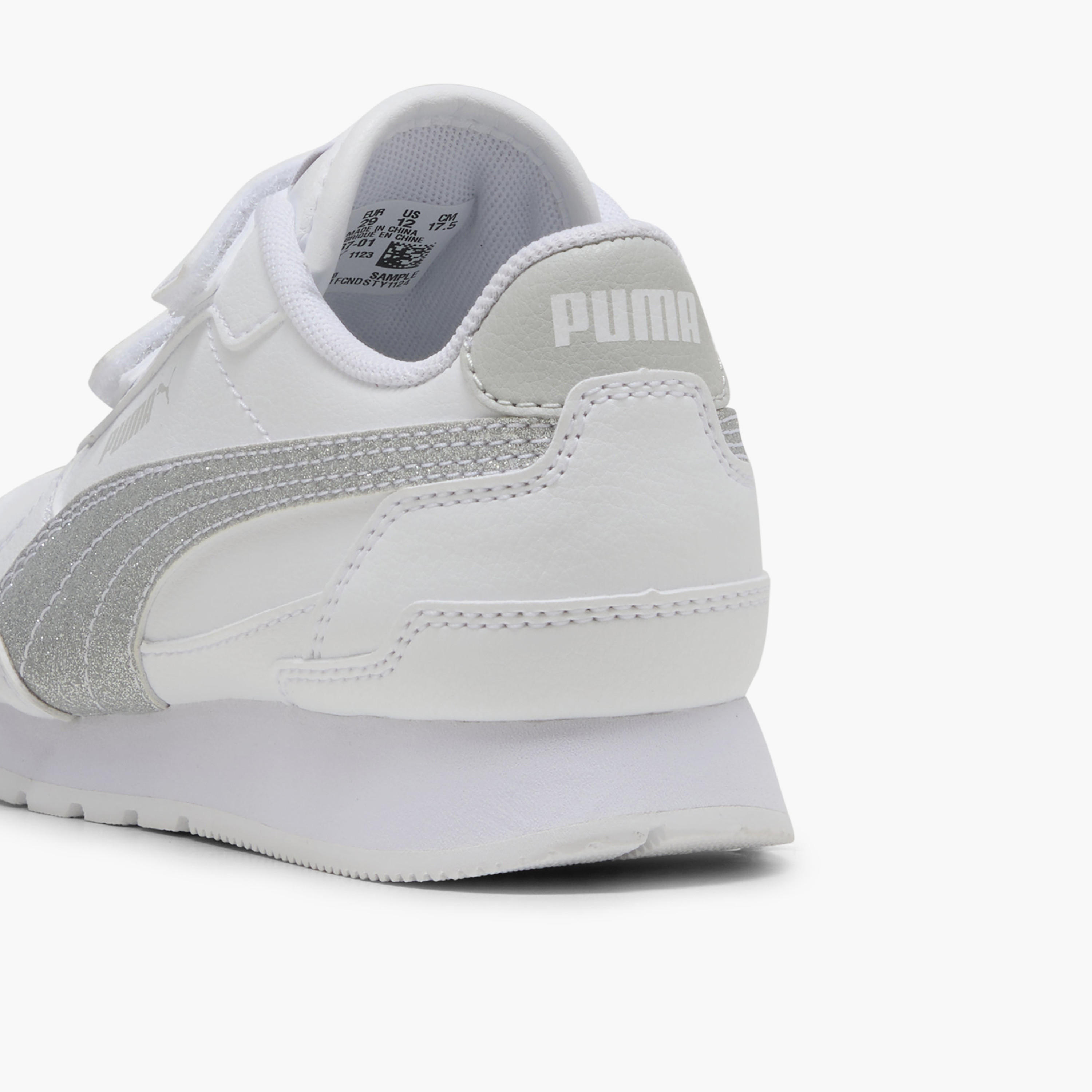 Puma Girls ST Runner v4 SL Glitter V Hook & Loop Ankle Sneakers-girls-shoes-sports-image-6