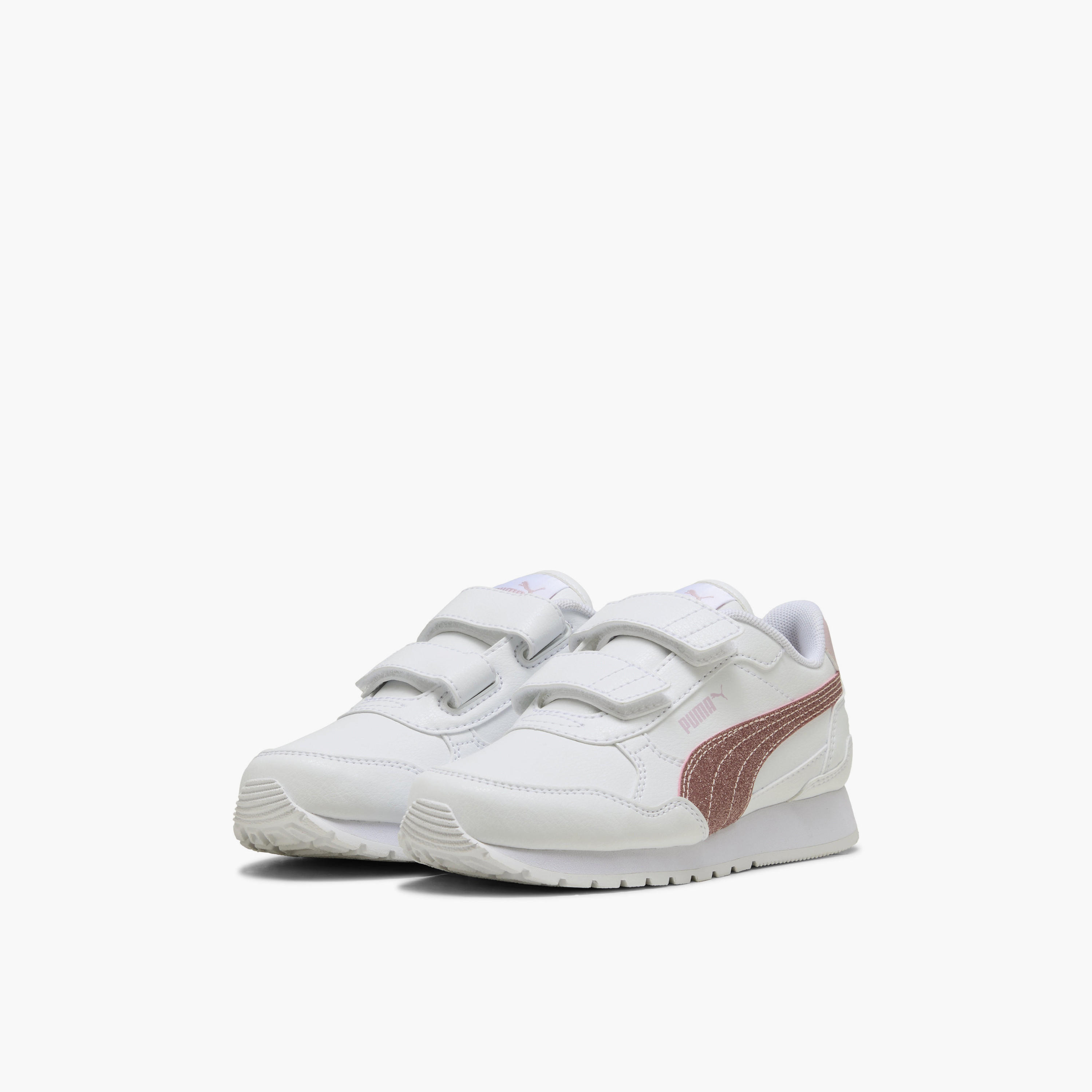 Puma Girls ST Runner v4 SL Glitter V Hook & Loop Ankle Sneakers-girls-shoes-sports-image-1