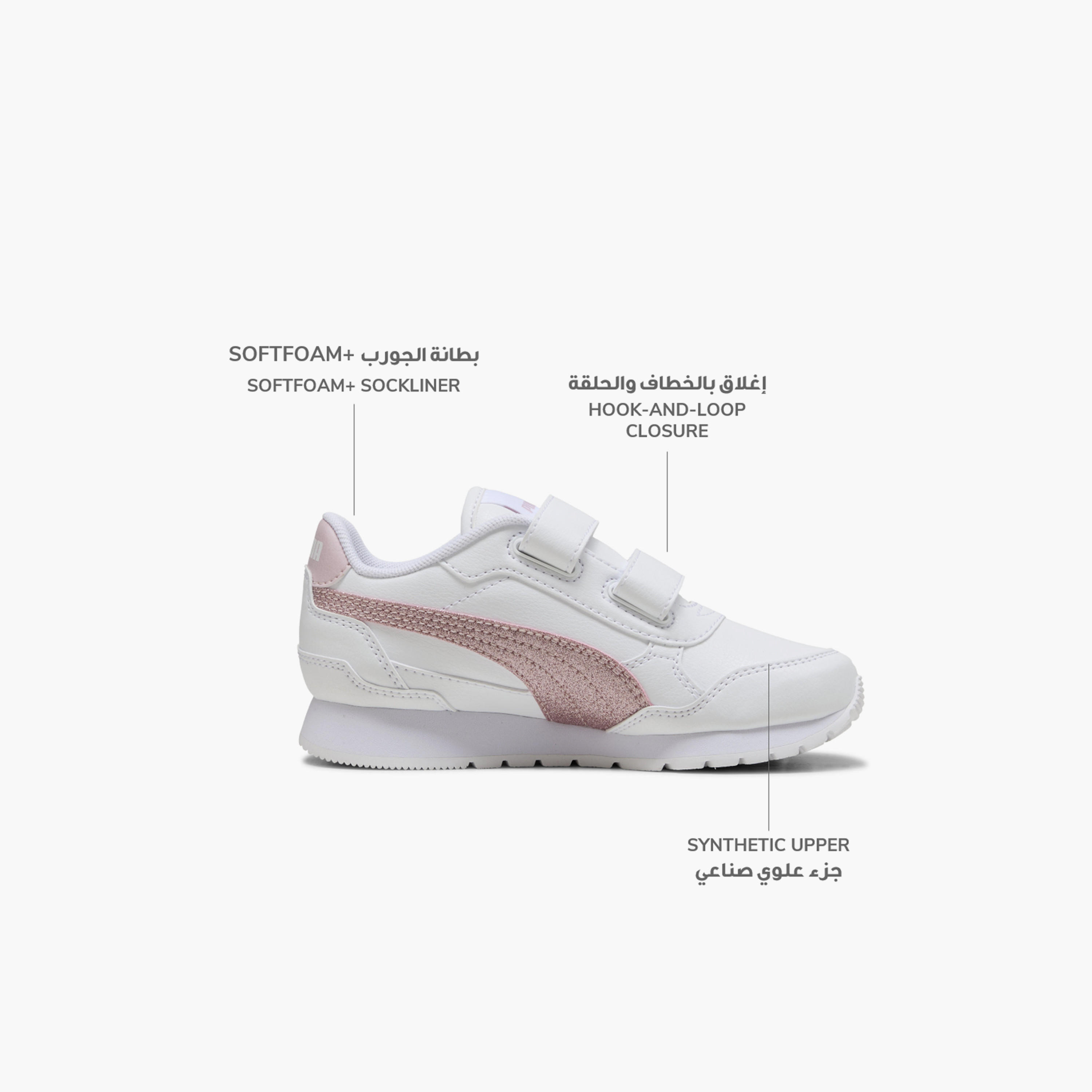 Puma Girls ST Runner v4 SL Glitter V Hook & Loop Ankle Sneakers-girls-shoes-sports-image-2