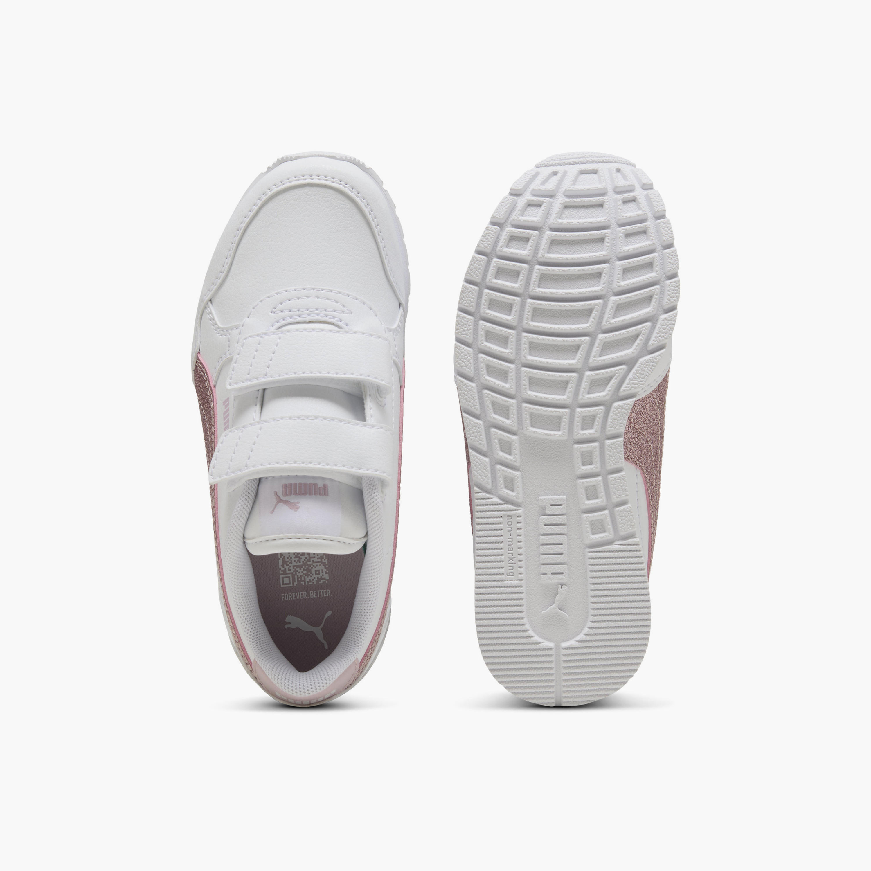 Puma Girls ST Runner v4 SL Glitter V Hook & Loop Ankle Sneakers-girls-shoes-sports-image-4