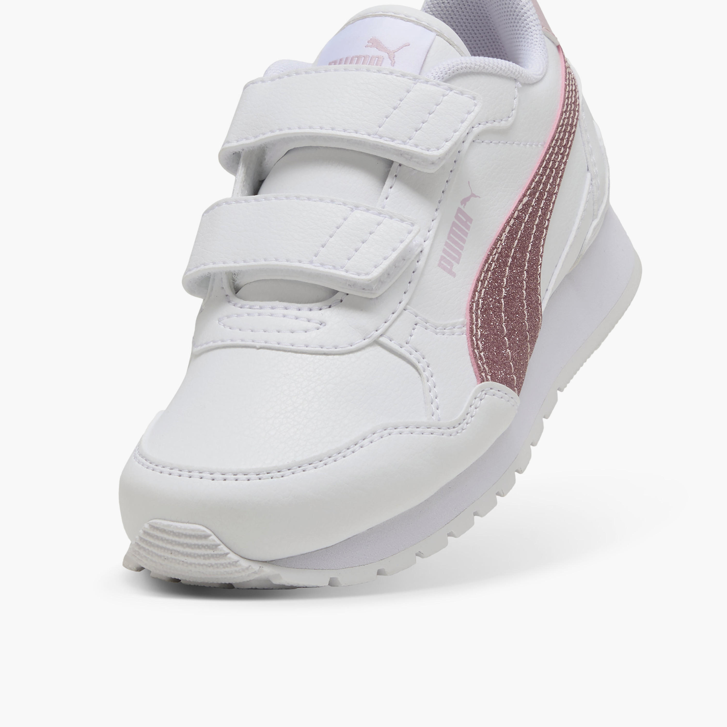 Puma Girls ST Runner v4 SL Glitter V Hook & Loop Ankle Sneakers-girls-shoes-sports-image-5