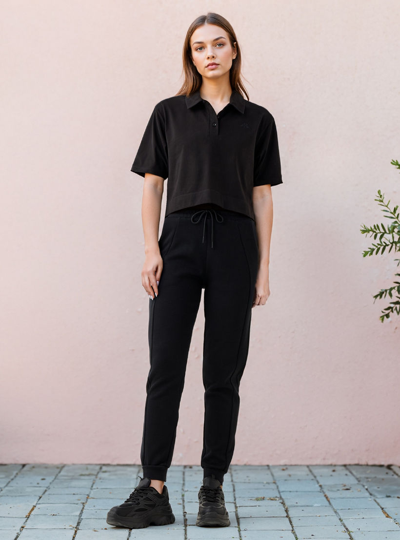 بنطلون رياضي بألواح وجيوب ورباط إغلاق من كابا-women-clothing-bottoms-joggers-image-4