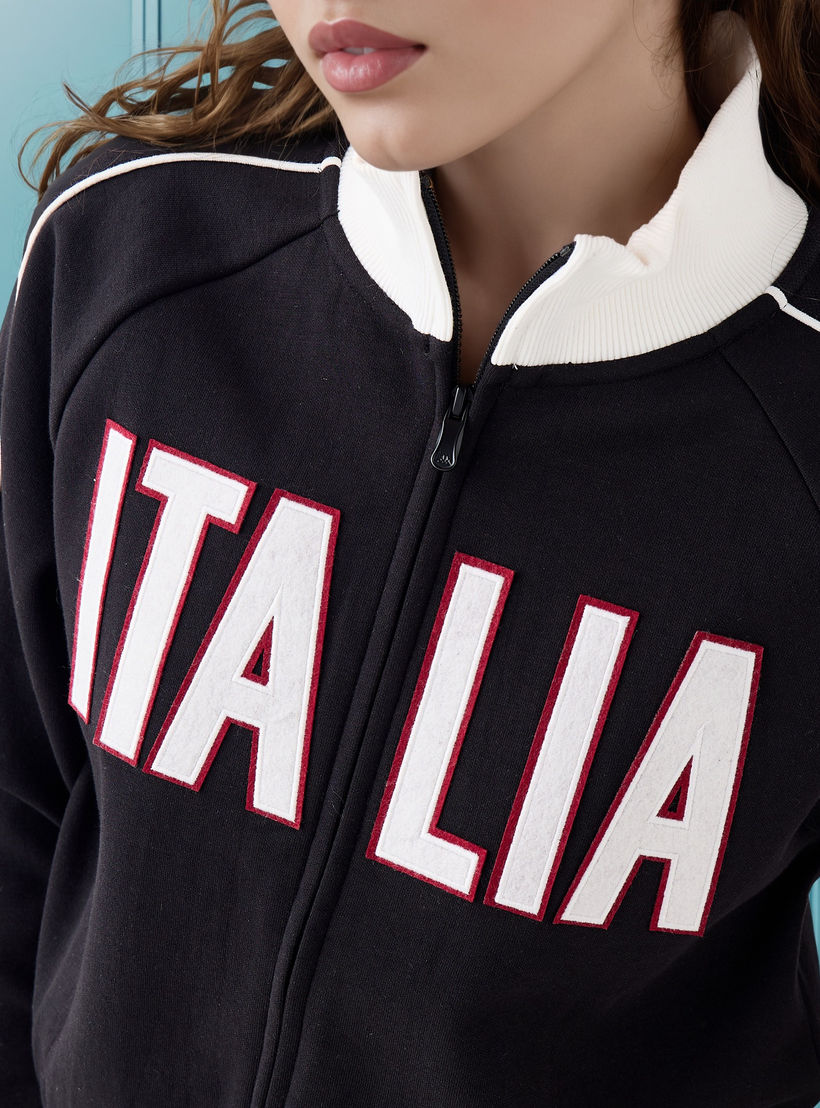 جاكيت بطبعات شعار وسحاب إغلاق من كابا-women-clothing-sportswearandactivewear-coatsandjackets-jackets-image-2