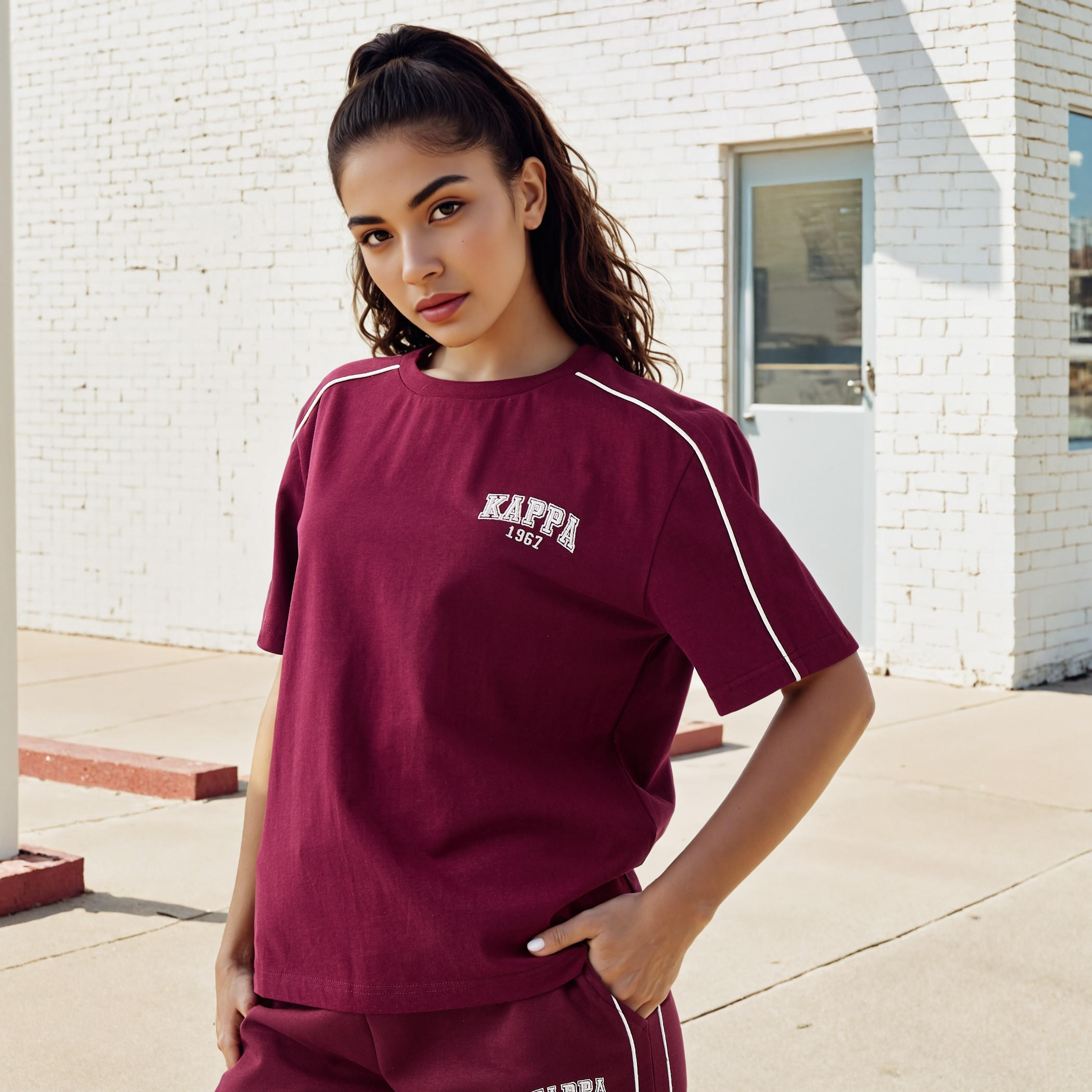 Kappa Logo Embroidered Crew Neck T-shirt-women-clothing-tshirts-image-1