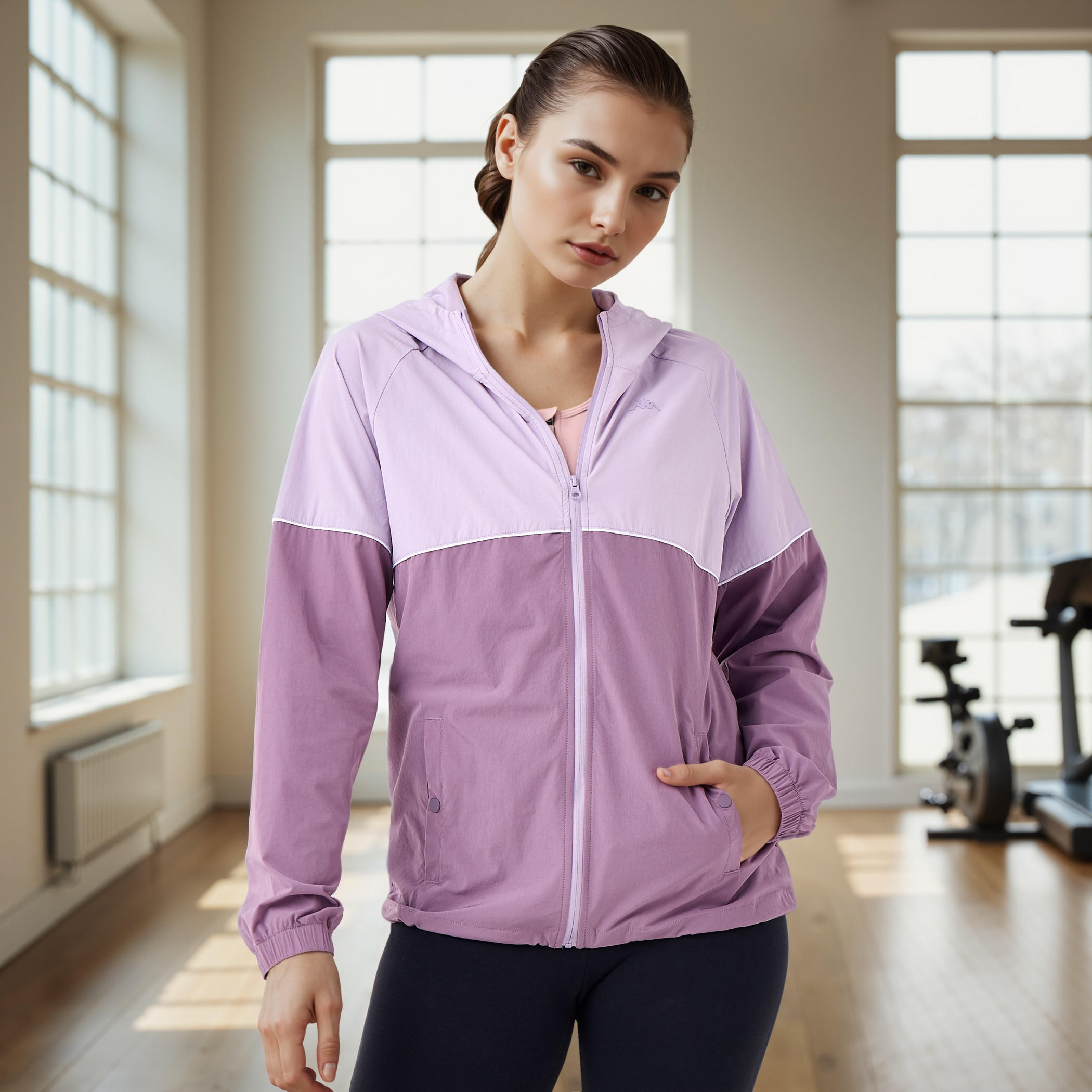 هودي قوالب ملونة بسحاب وجيوب من كابا-women-clothing-sportswearandactivewear-coatsandjackets-jackets-image-6