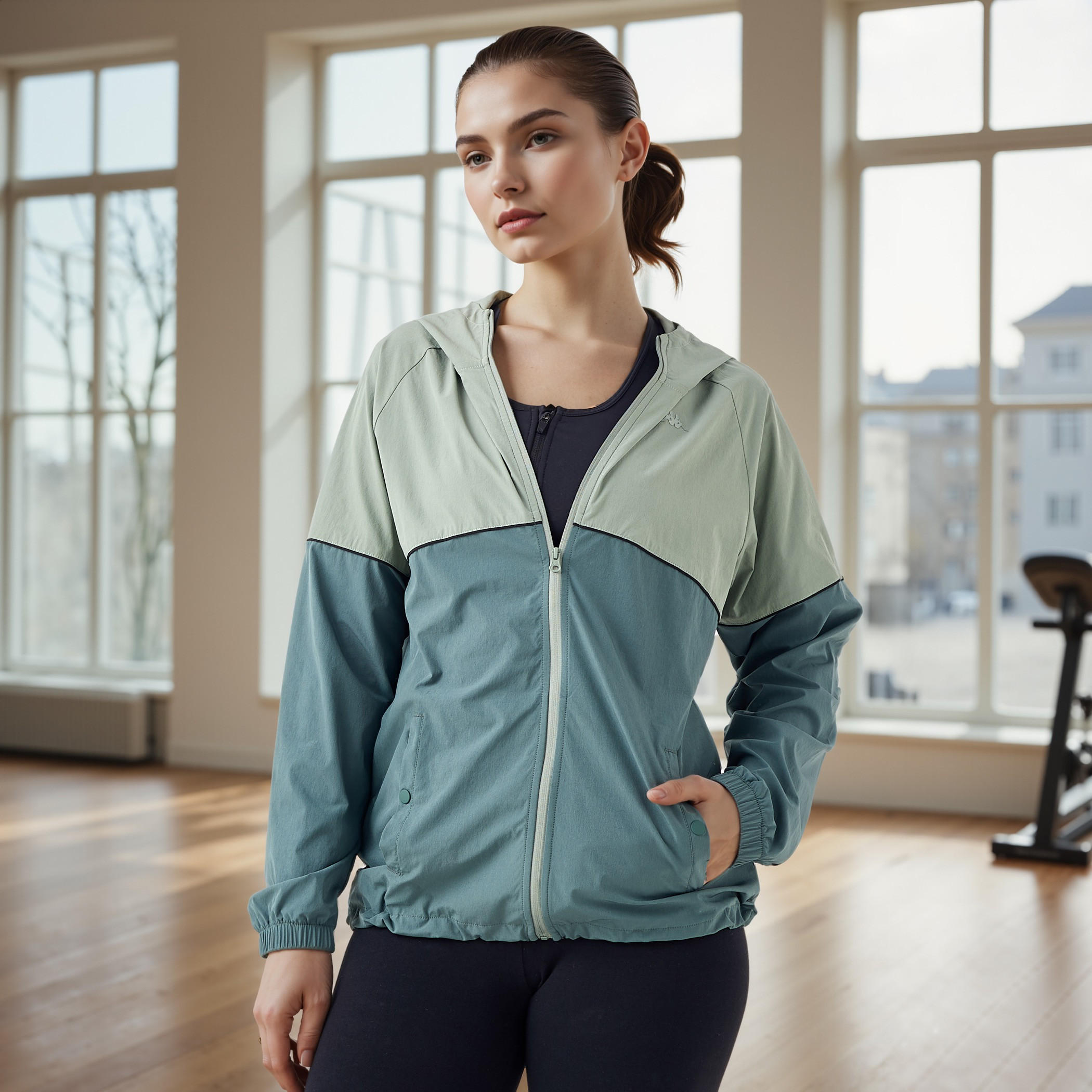 Kappa Colourblock Zip Though Hoodie with Pockets-women-clothing-sportswearandactivewear-coatsandjackets-jackets-image-1