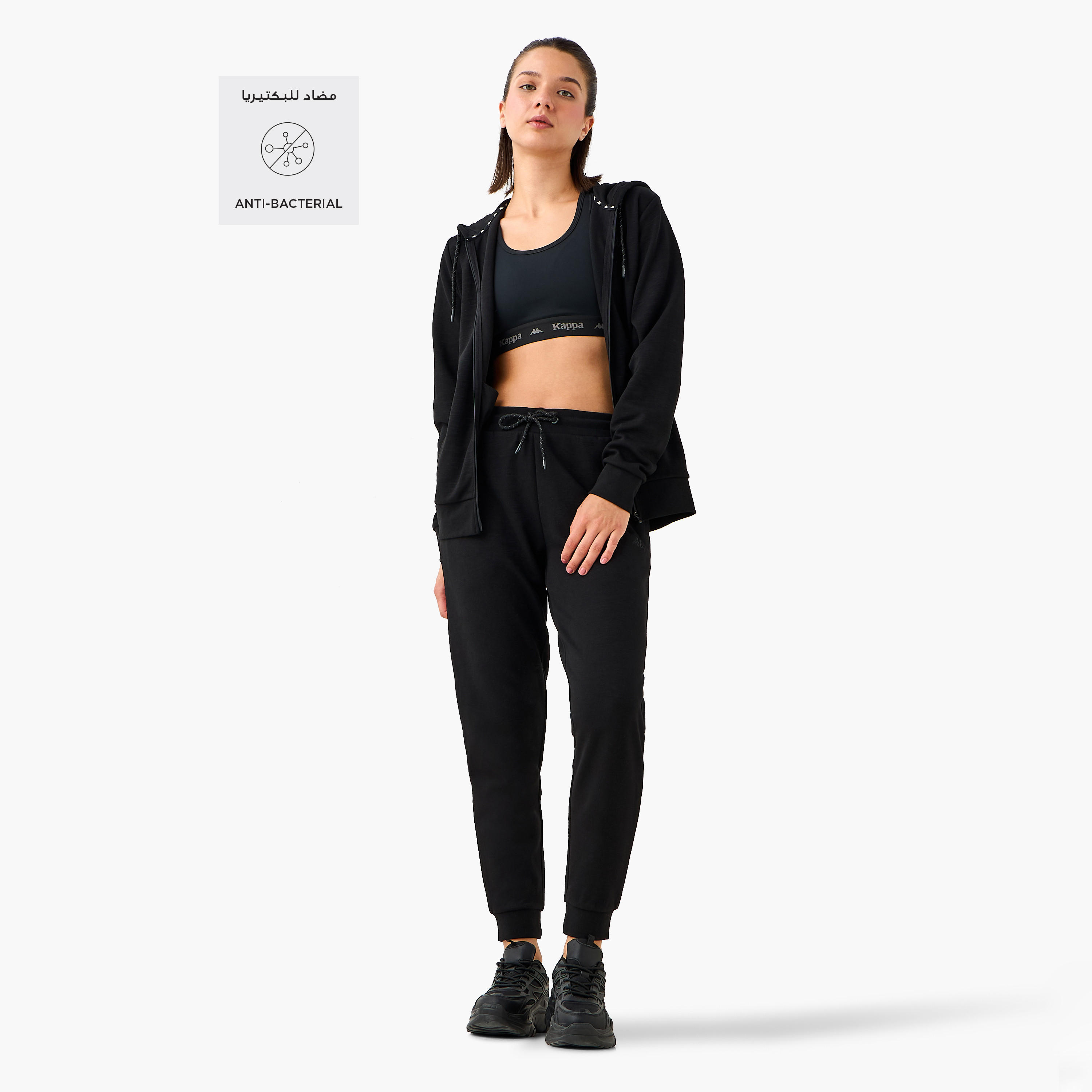 Kappa Zip Through Hoodie with Kangaroo Pockets-women-clothing-sportswearandactivewear-hoodiesandsweatshirts-image-2