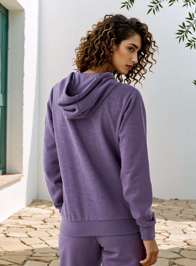 هودي بجيوب كنغر وسحاب إغلاق من كابا-women-clothing-sportswearandactivewear-hoodiesandsweatshirts-image-3