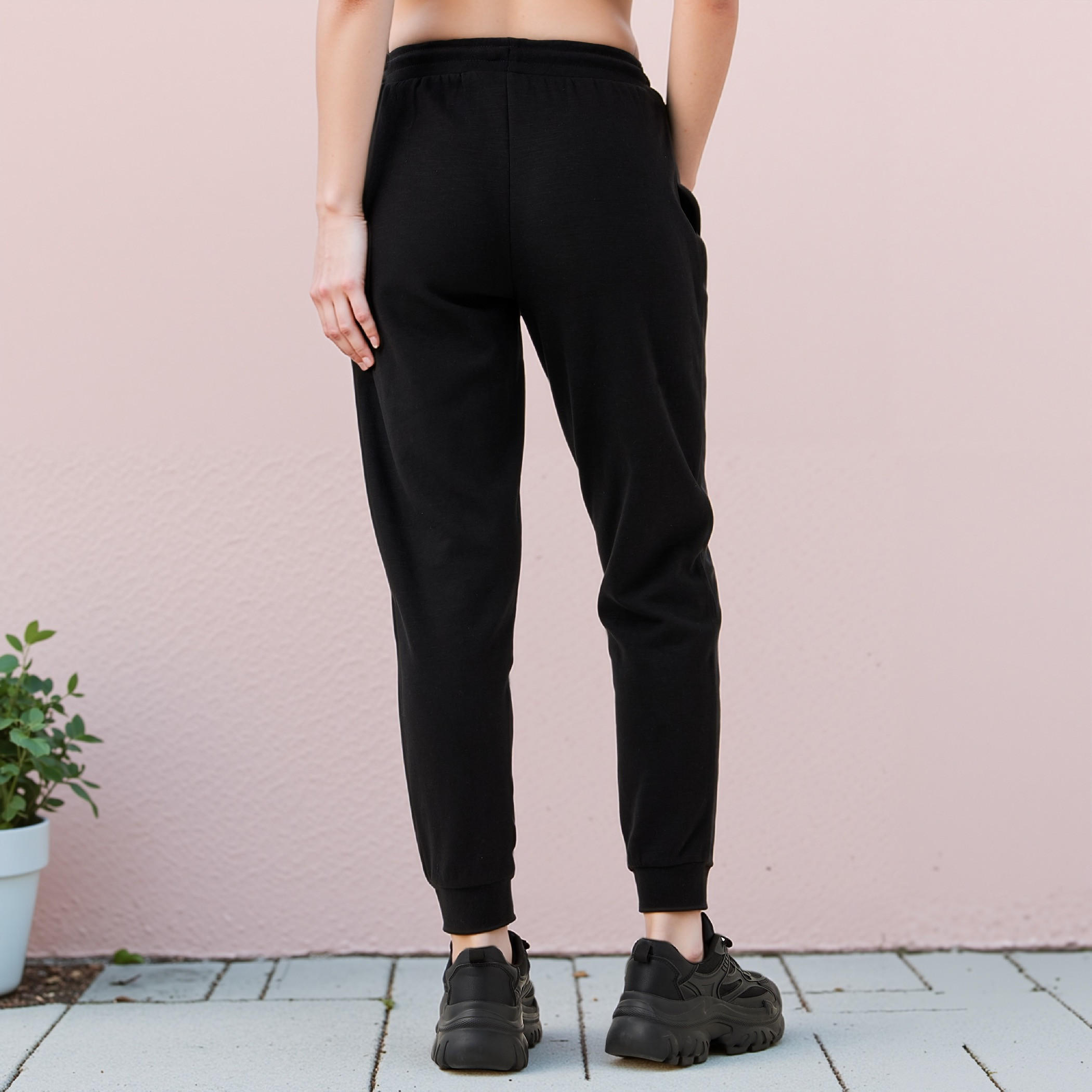 بنطلون رياضي بتفاصيل شعار مع رباط إغلاق من كابا-women-clothing-bottoms-joggers-image-3