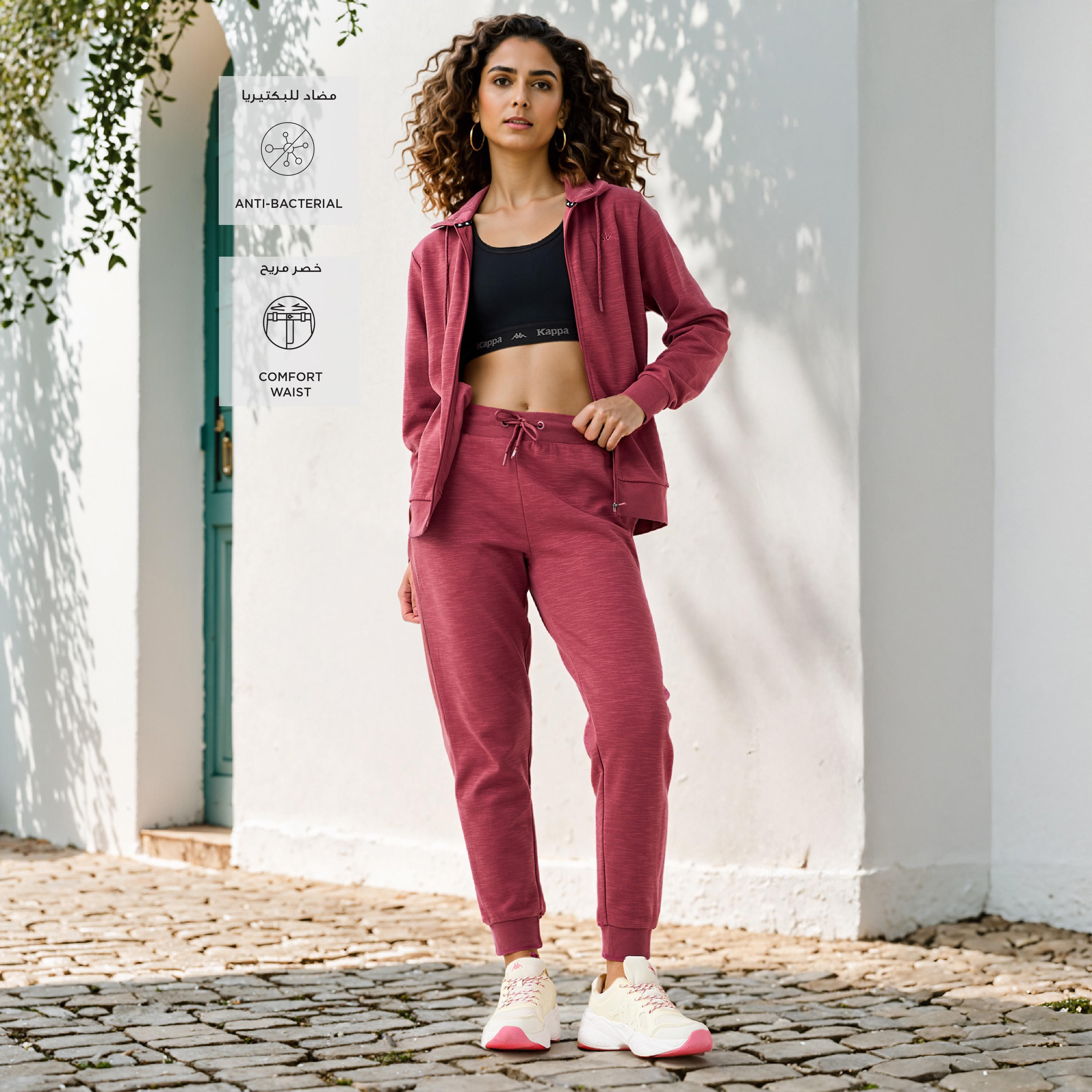 بنطلون رياضي بتفاصيل شعار مع رباط إغلاق من كابا-women-clothing-bottoms-joggers-image-2