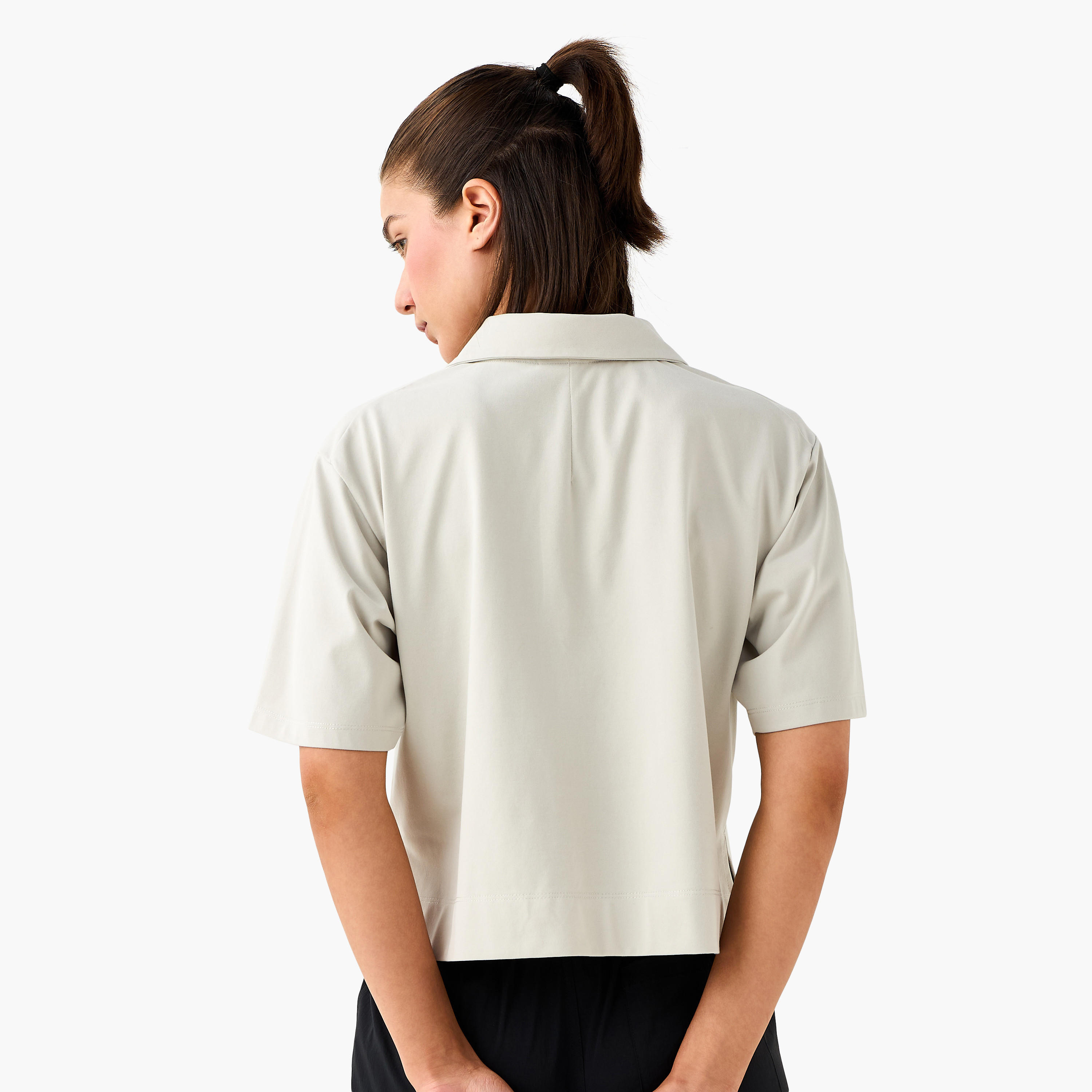 Kappa Logo Detail Cropped Polo T-shirt-women-clothing-tshirts-image-3