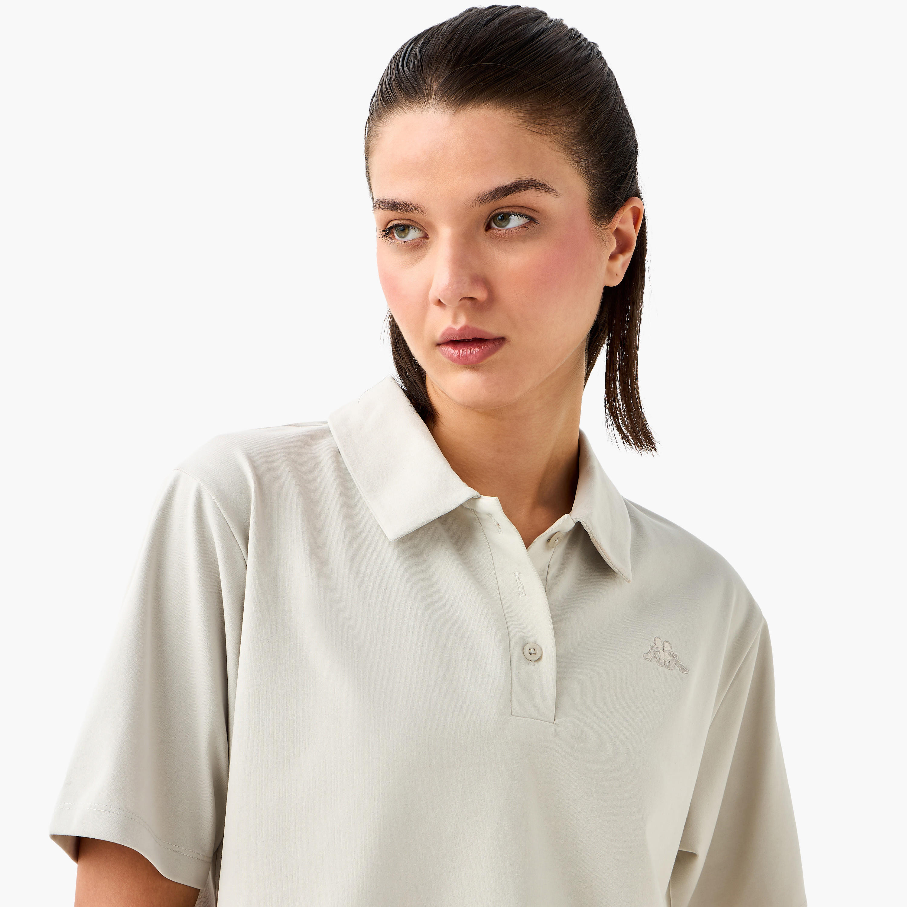 Kappa Logo Detail Cropped Polo T-shirt-women-clothing-tshirts-image-4