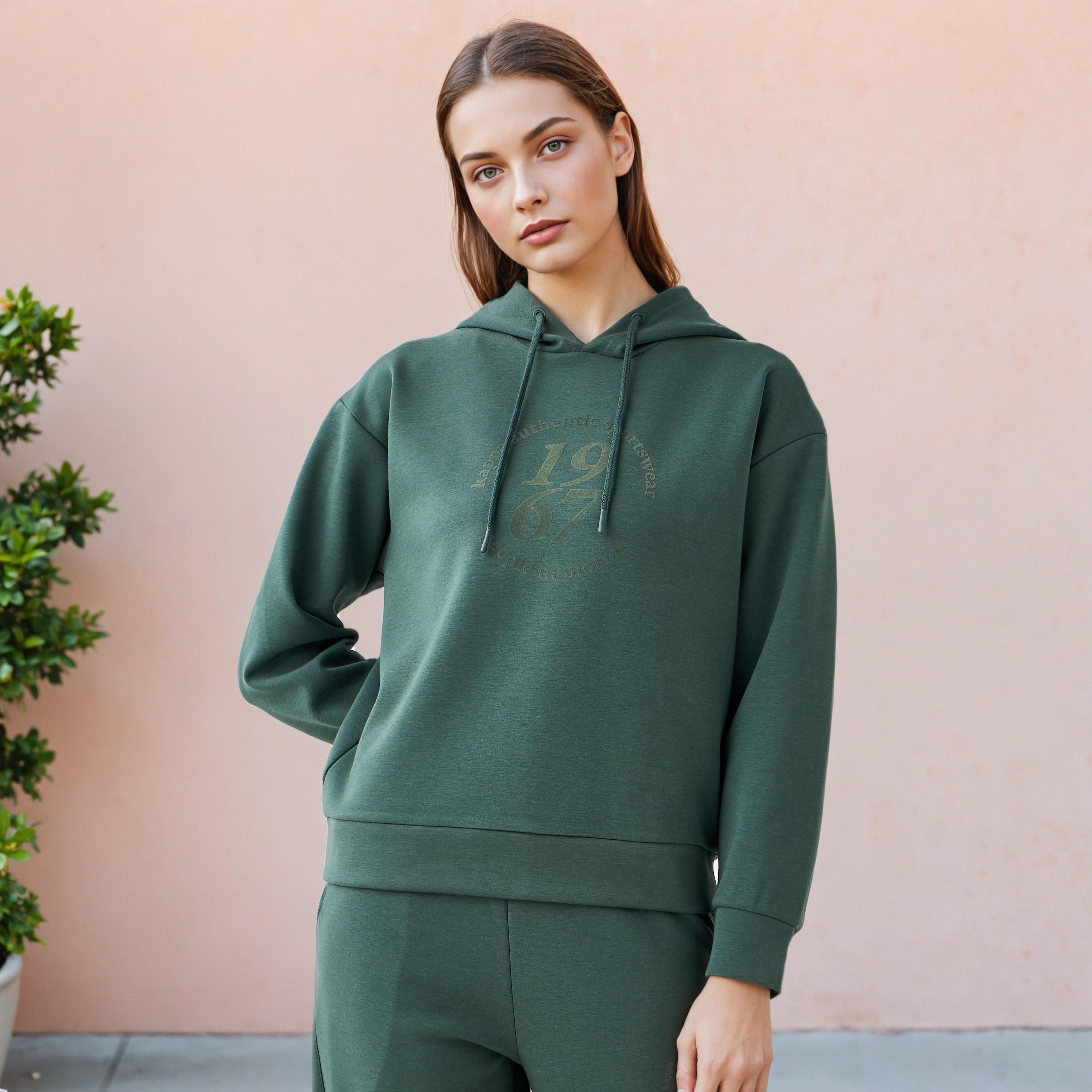 سويت شيرت بقبعة وطبعات للنساء من كابا-women-clothing-sportswearandactivewear-hoodiesandsweatshirts-image-1
