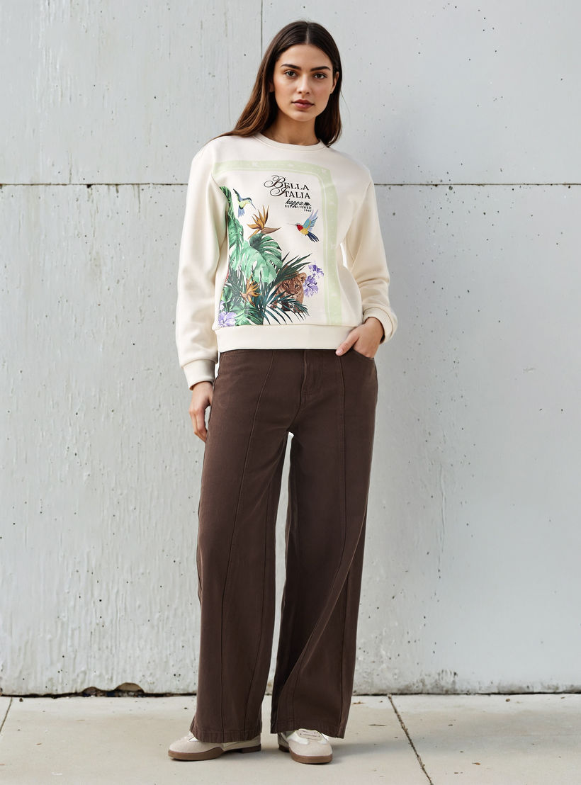 سويت شيرت بطبعات استوائية للنساء من كابا-women-clothing-sportswearandactivewear-hoodiesandsweatshirts-image-2