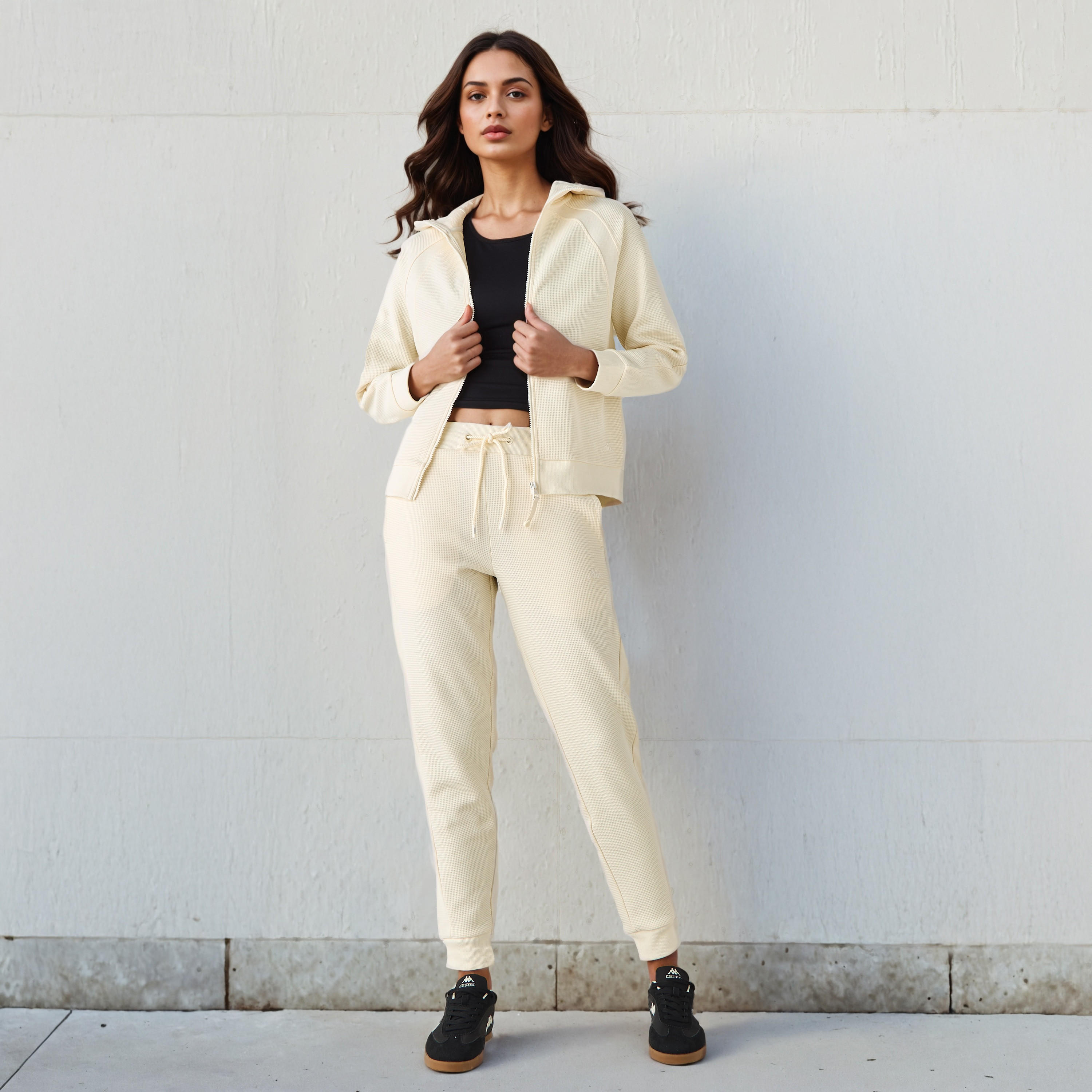 Kappa Waffle Textured Joggers with Pockets-women-clothing-bottoms-joggers-image-3