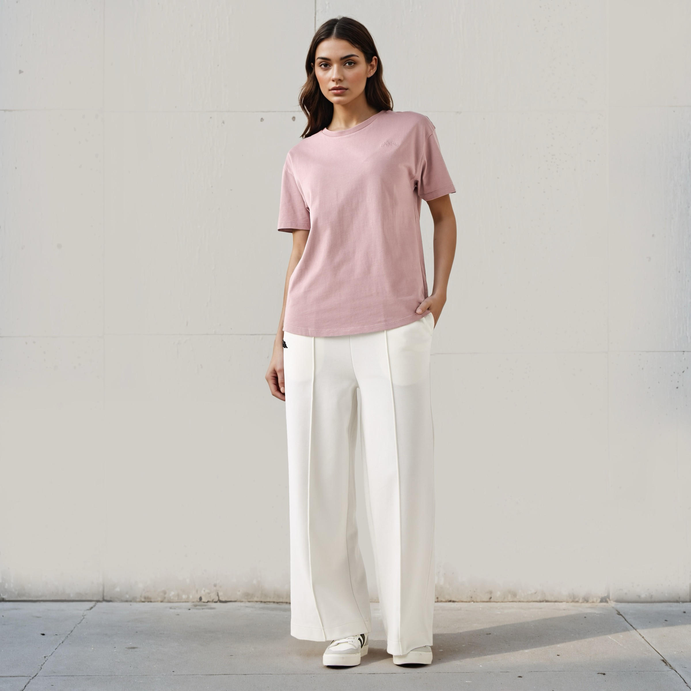 تيشيرت قطن وردي بقصة عادية للنساء من كابا-women-clothing-tshirts-image-2