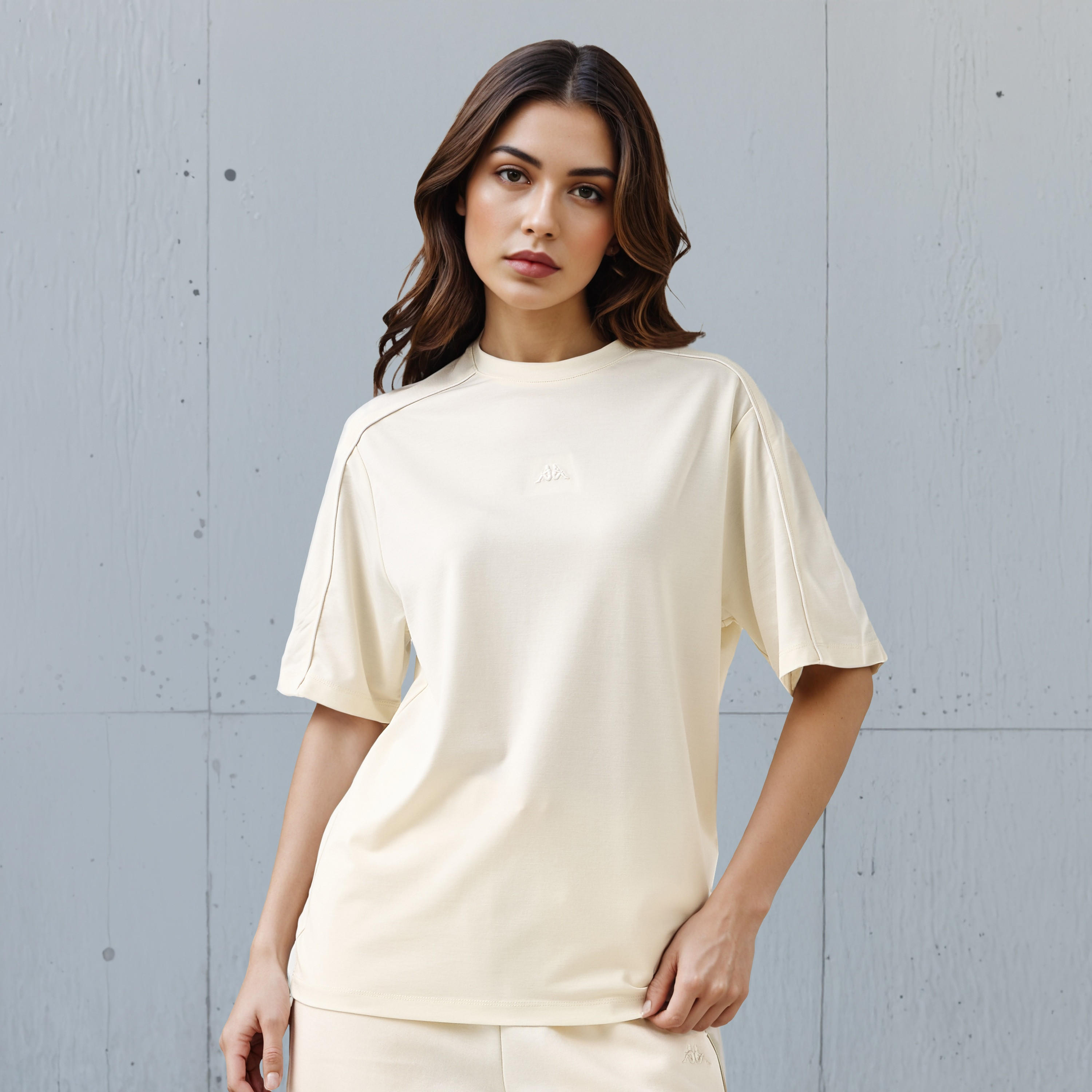 Kappa Regular Fit Women T-shirt with Piping Detail Cream-women-clothing-tshirts-image-1