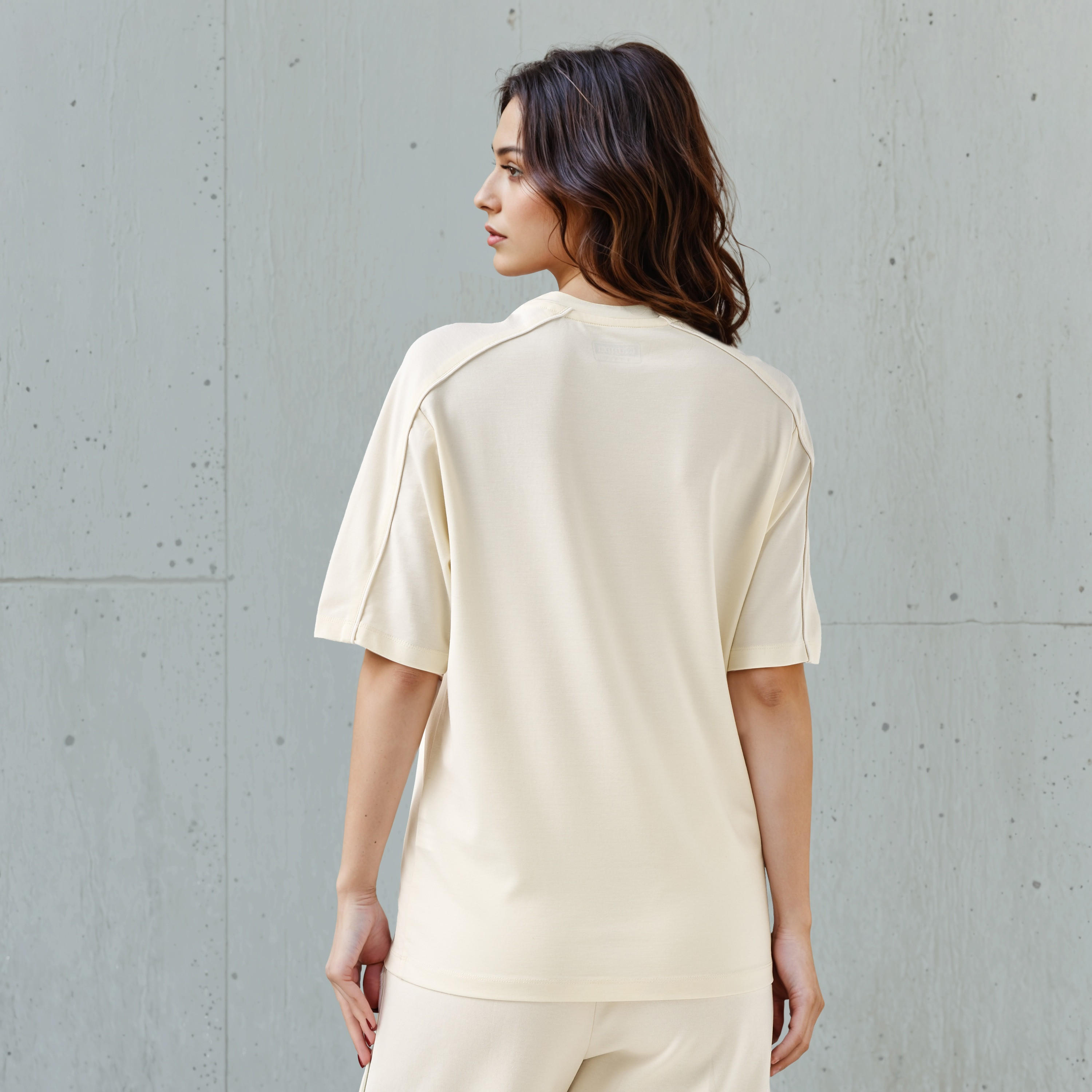 Kappa Regular Fit Women T-shirt with Piping Detail Cream-women-clothing-tshirts-image-3