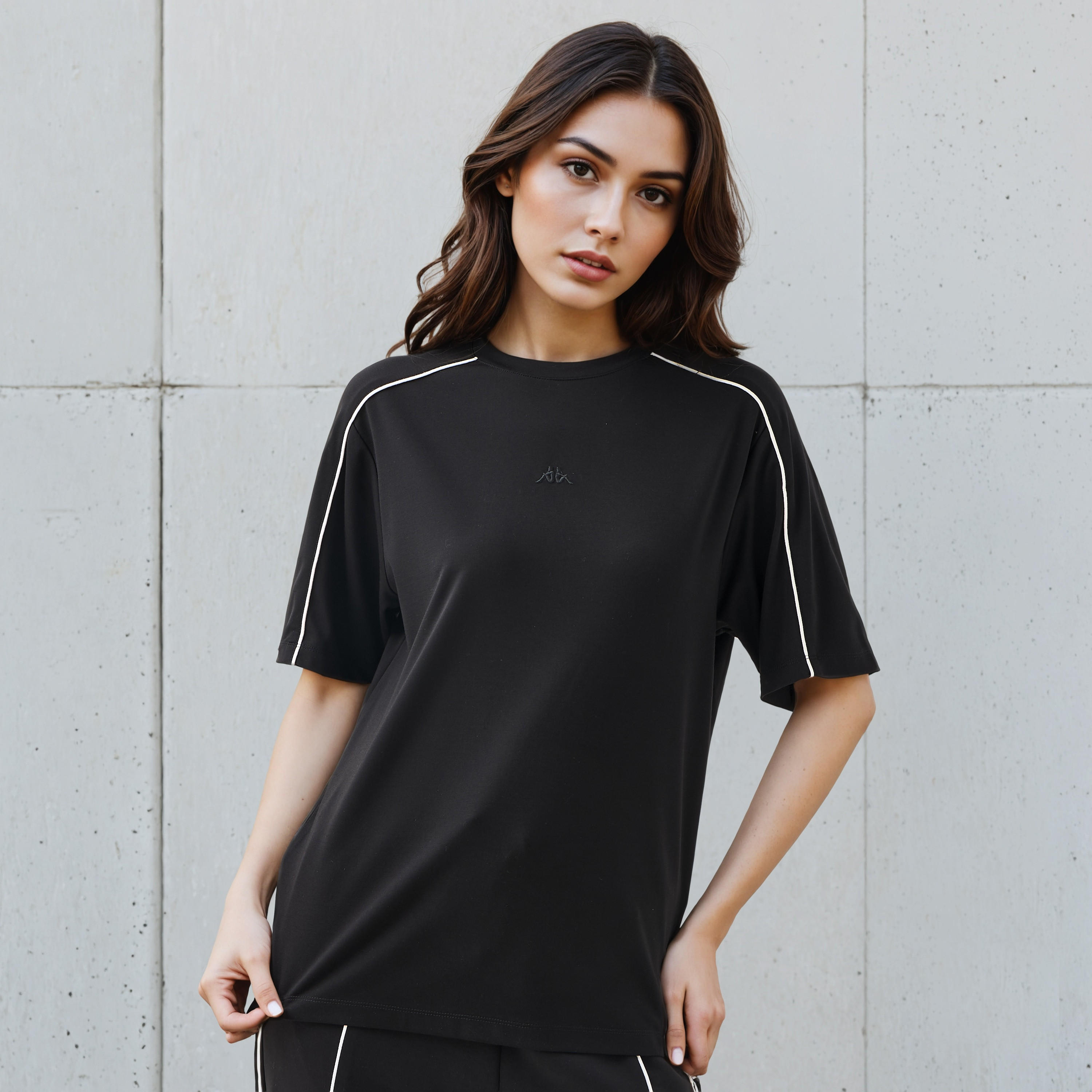 Kappa Regular Fit Women T-shirt with Piping Detail Cream-women-clothing-tshirts-image-1