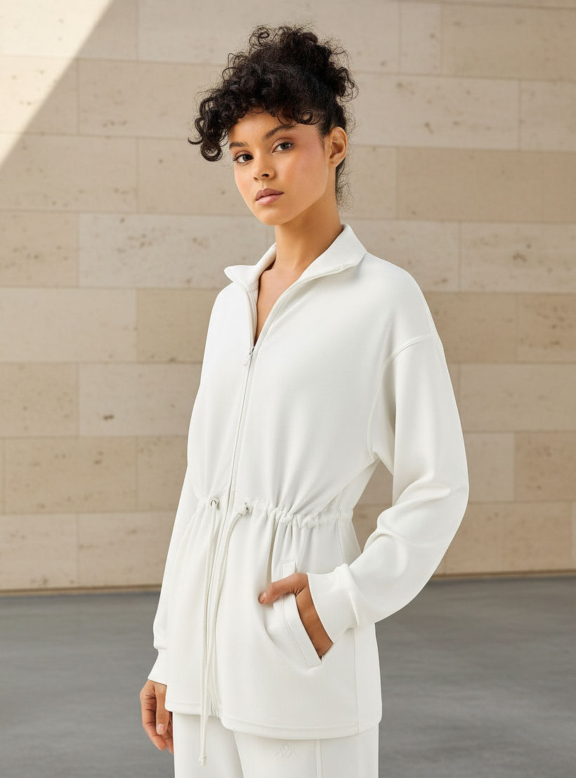 Kappa Women Soft Touch Drawstring Waist Longline Jacket-women-clothing-coordsets-image-1