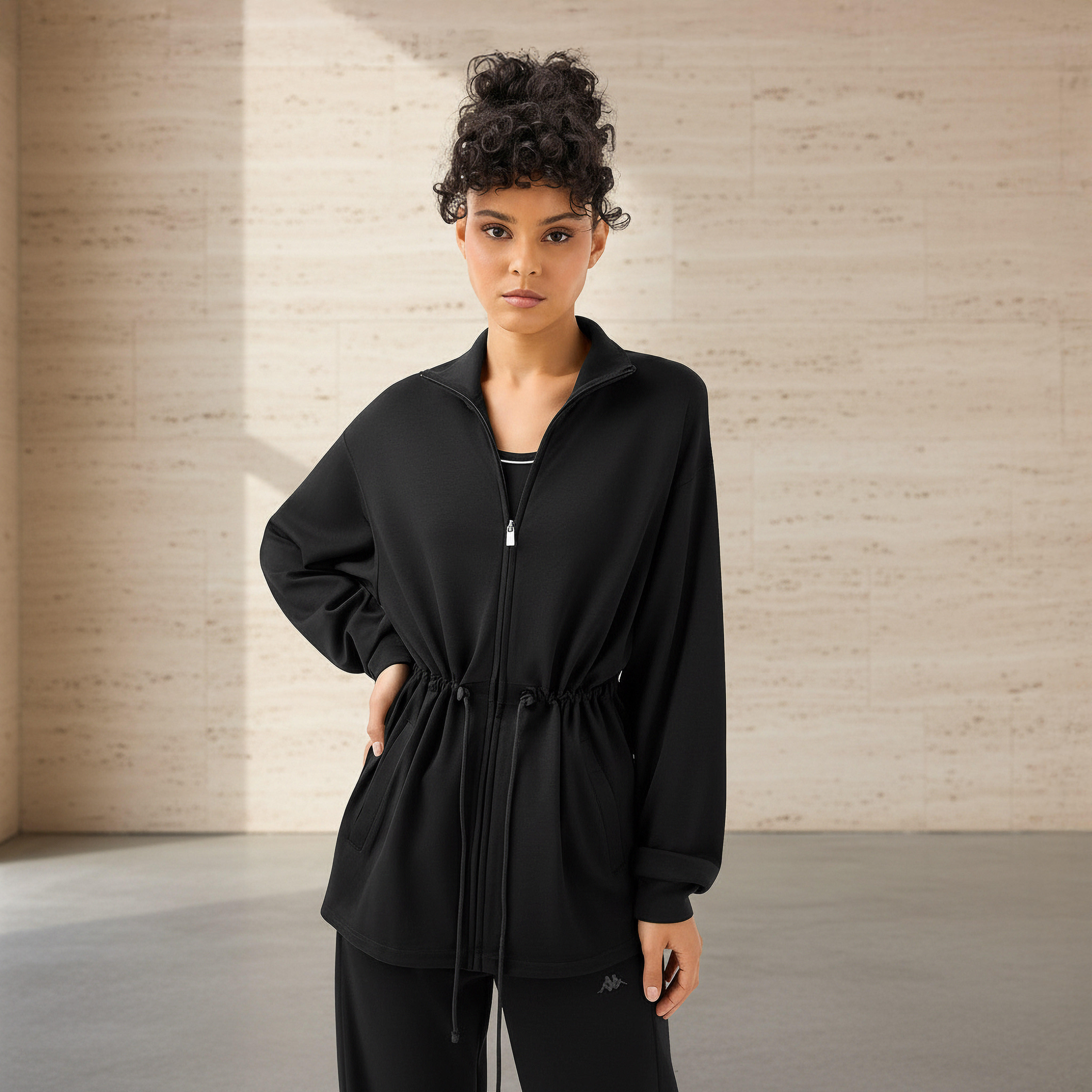 Kappa Women Soft Touch Drawstring Waist Longline Jacket-women-clothing-coordsets-image-1