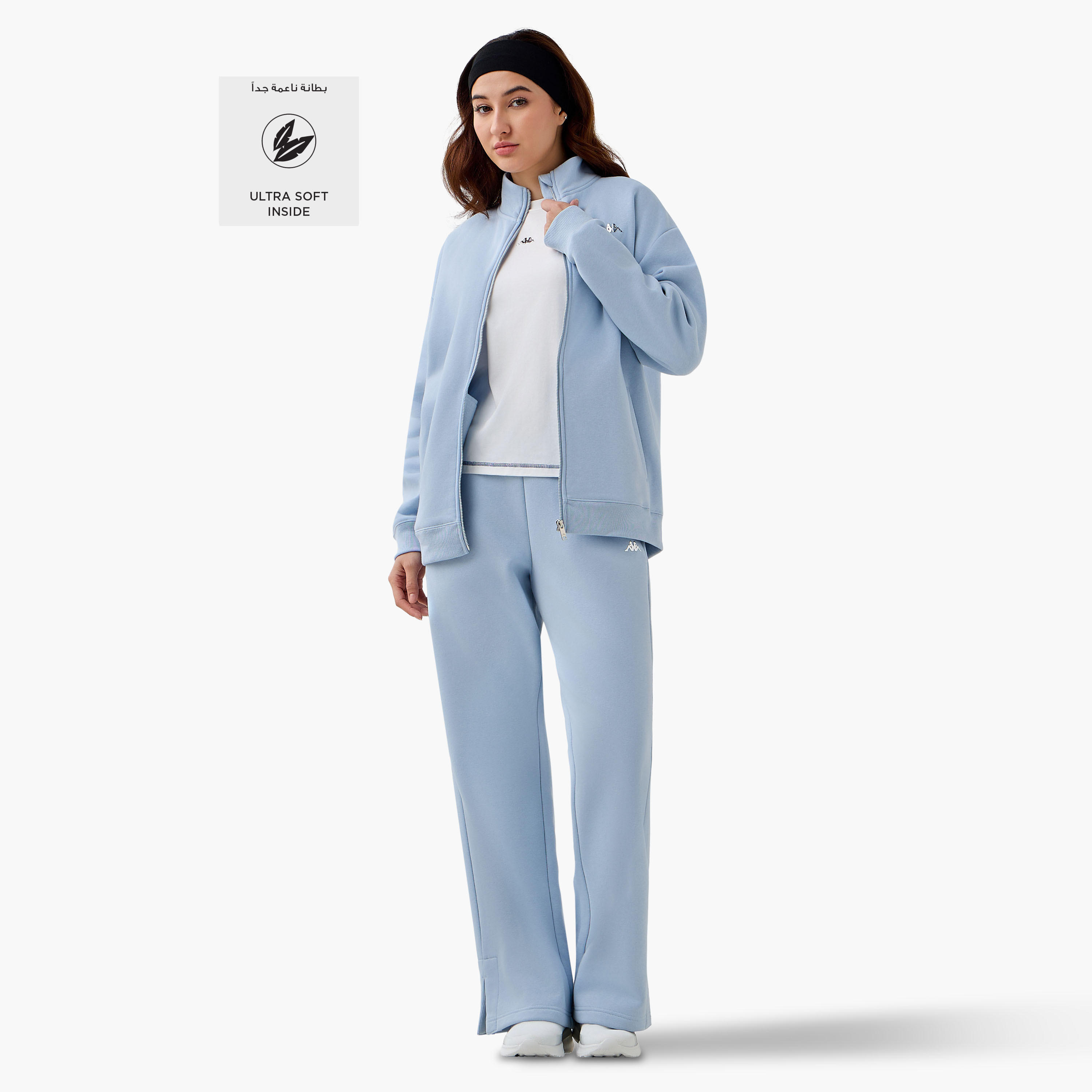 Kappa Slit Accent Flared Track Pants with Pockets-women-clothing-bottoms-joggers-image-2