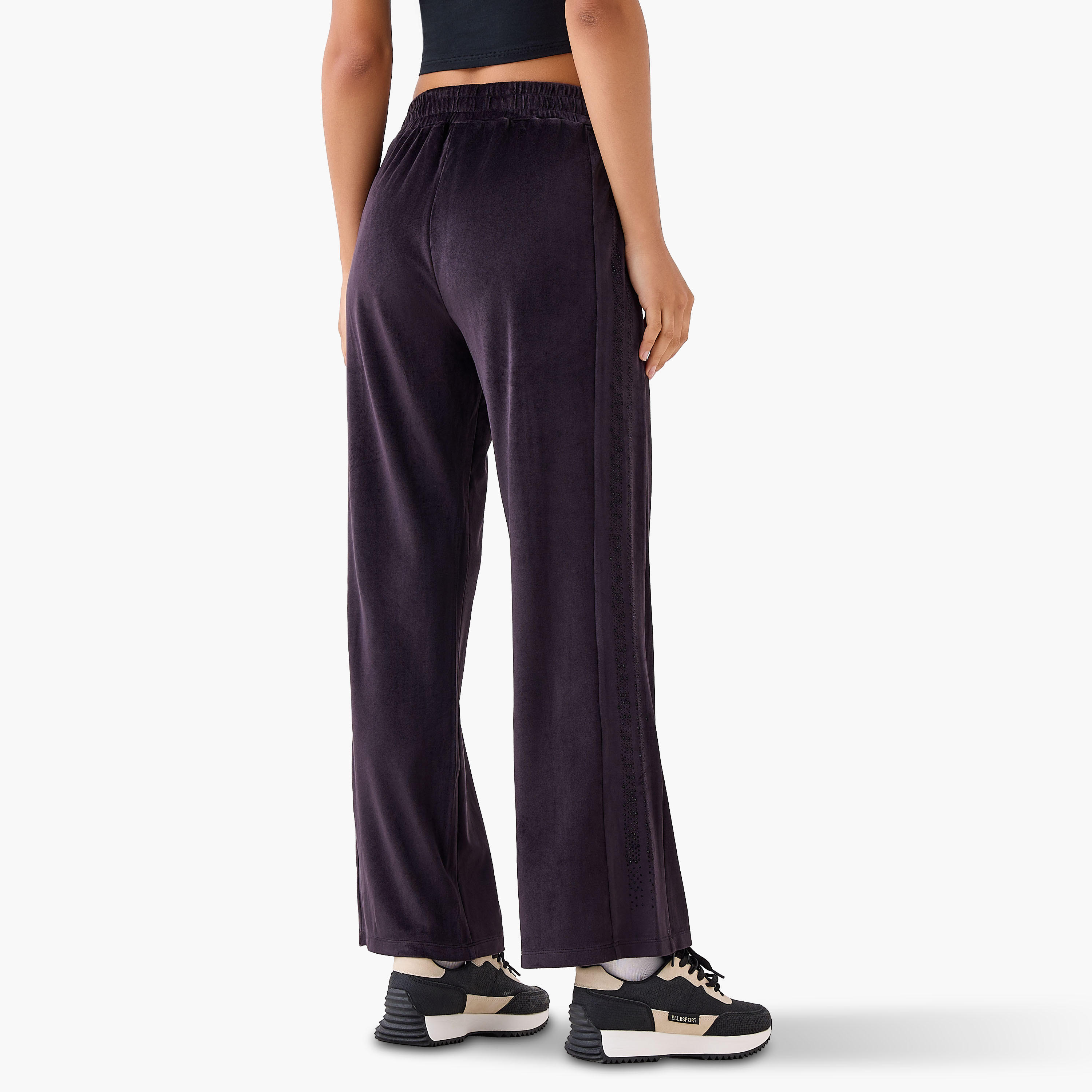 Kappa Embellished Velour Regular Fit Track Pants with Pockets-women-clothing-coordsets-image-3