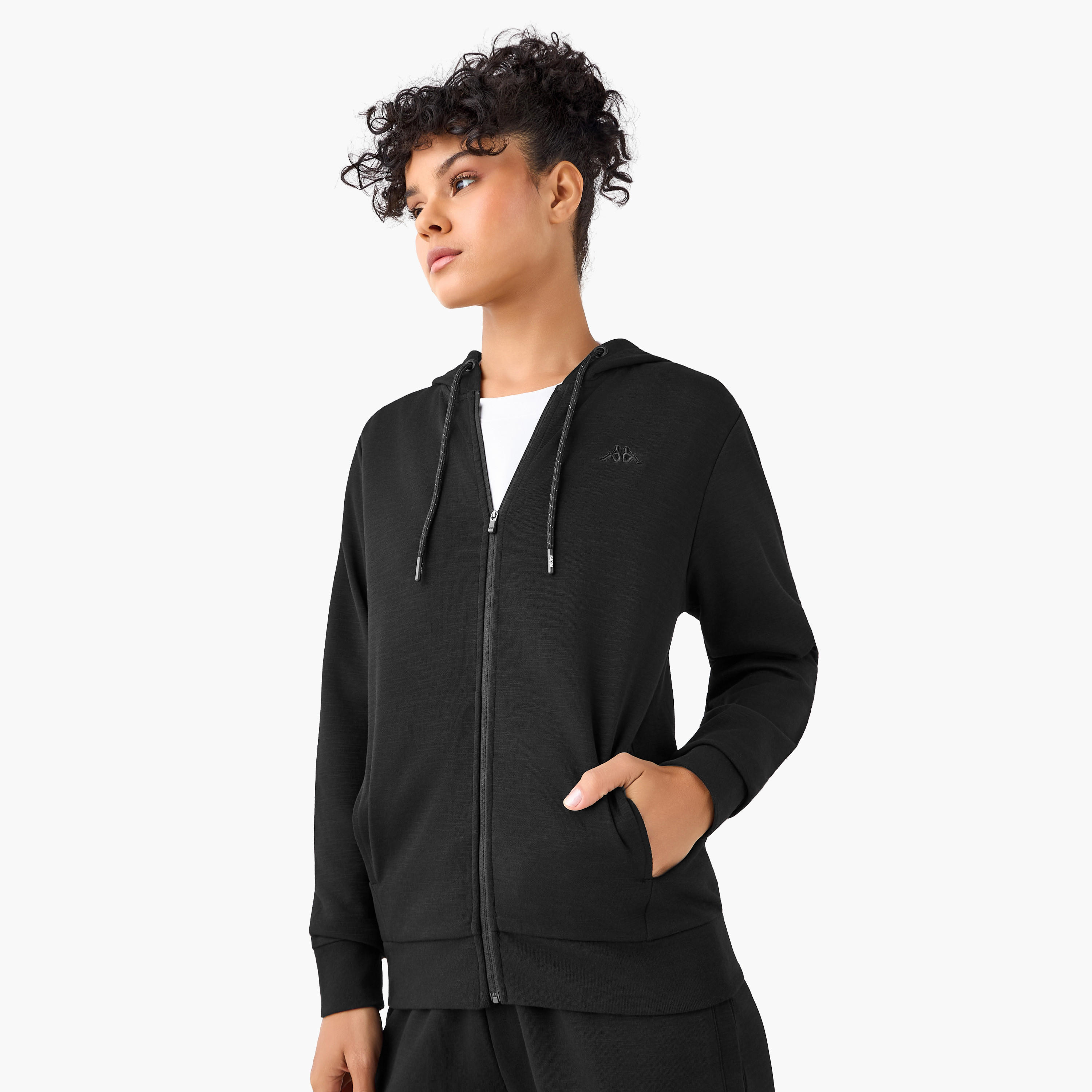 سويت شيرت بقبعة وسحاب إغلاق للنساء من كابا-women-clothing-coordsets-image-3