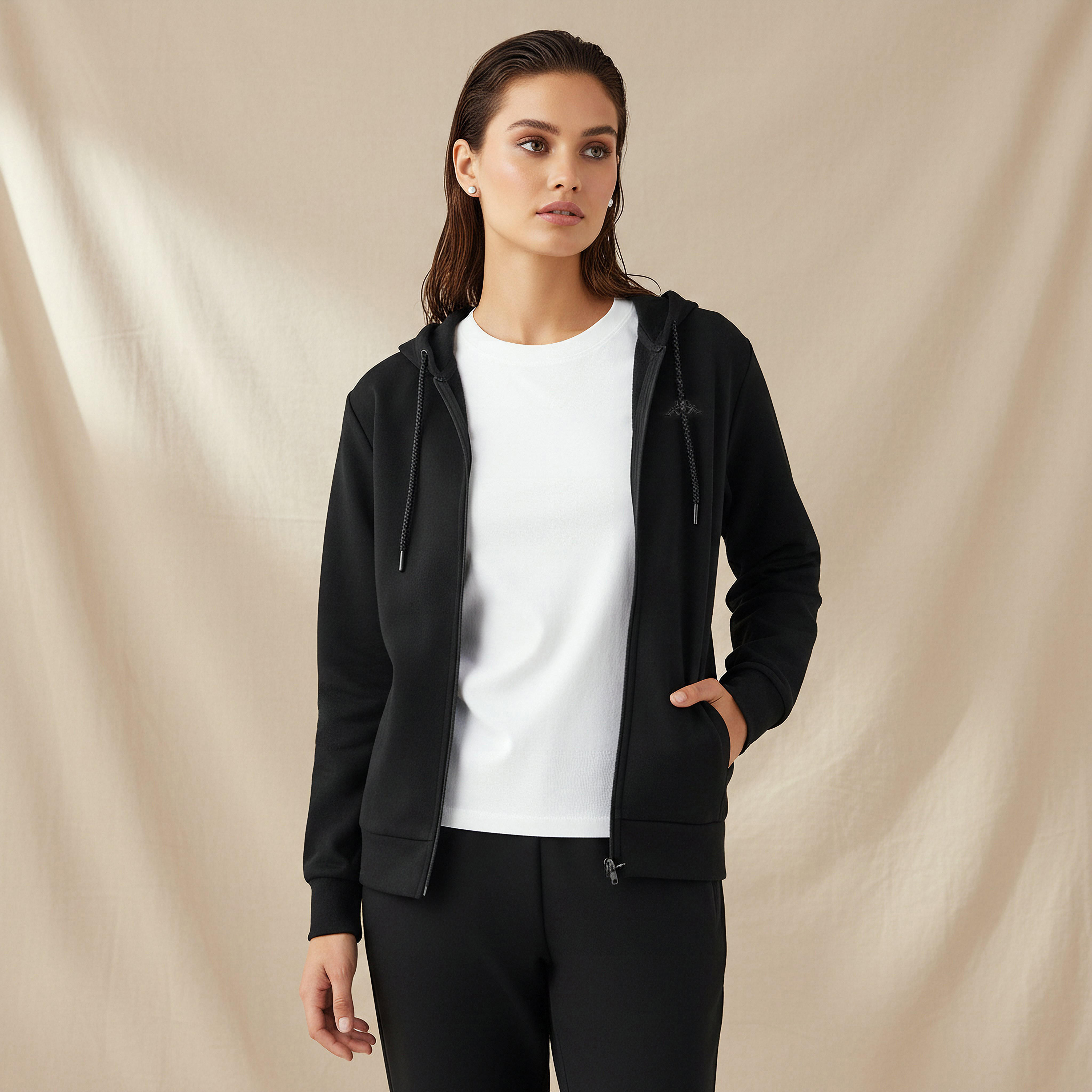 سويت شيرت بقبعة وسحاب إغلاق للنساء من كابا-women-clothing-coordsets-image-1