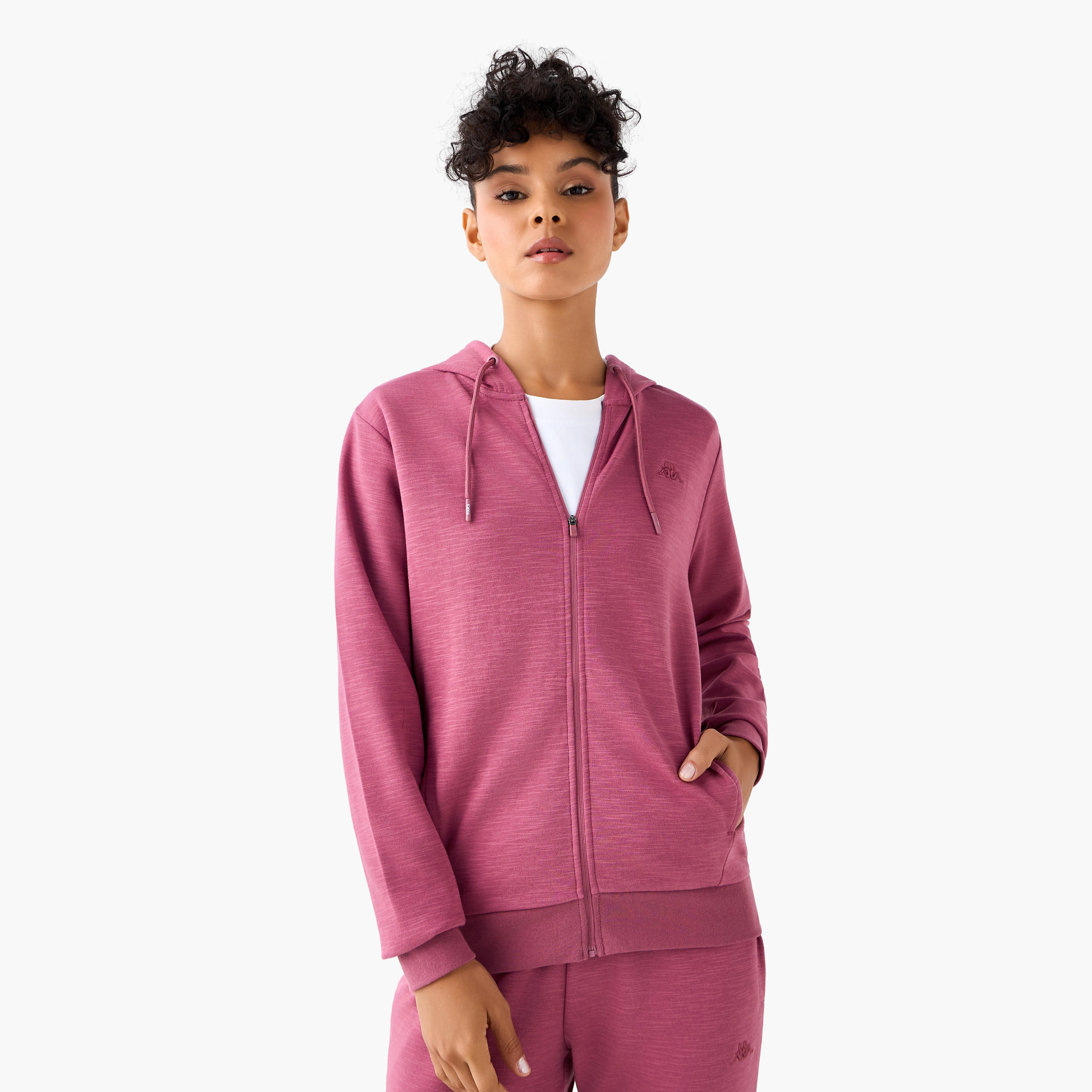 سويت شيرت بقبعة وسحاب إغلاق للنساء من كابا-women-clothing-coordsets-image-2